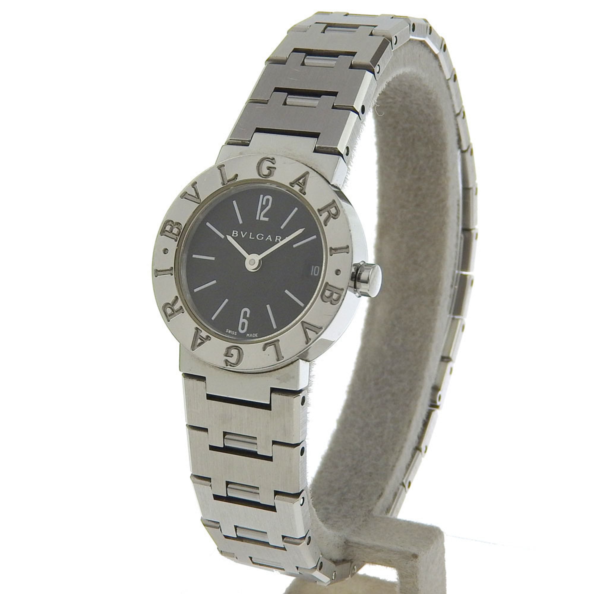 BVLGARI Bzero1 Watch, BZero1 BB23SS, Stainless Steel, Quartz Movement, Analog Display, Black Dial, Women's