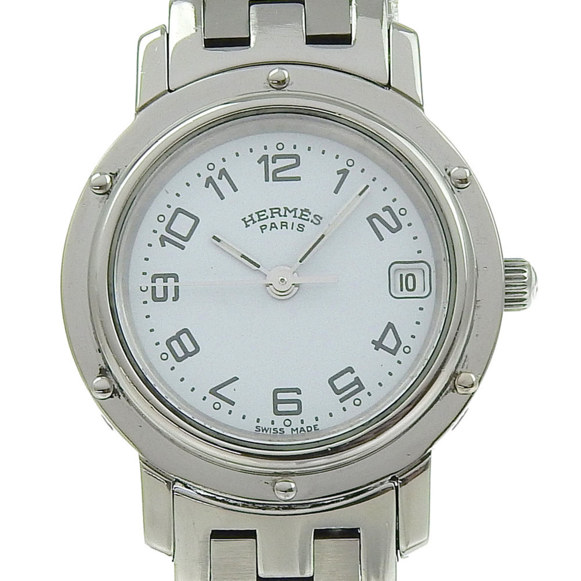 Hermes HERMES Clipper Watch CL4.210 Stainless Steel Quartz Analog Display White Dial Women's S212224805