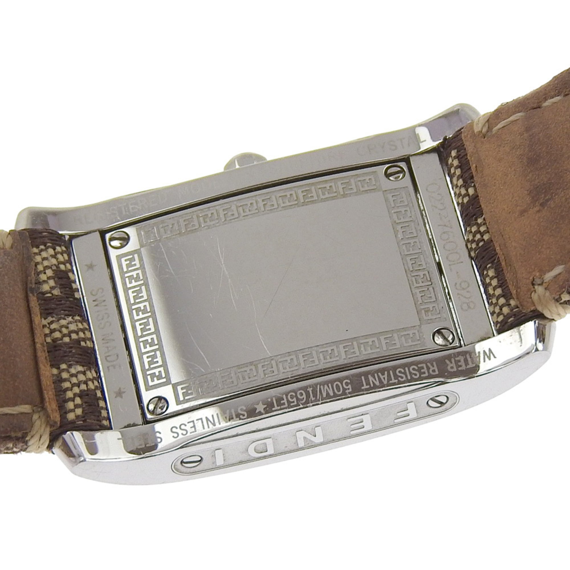 Fendi 7600L dameshorloge, roestvrij staal en leer, quartz uurwerk, analoge wijzerplaat, witte wijzerplaat