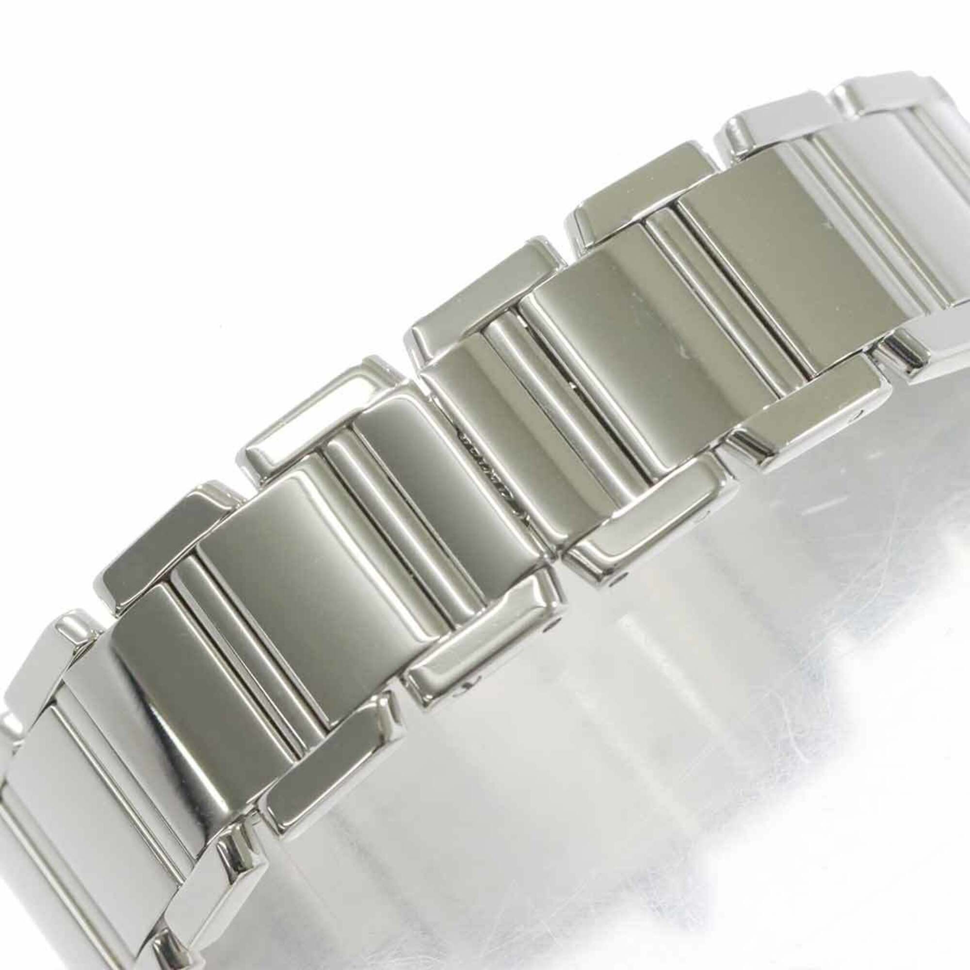 Cartier Tank Française SM WE1002S3 dameshorloge, diamanten lunette, ivoorkleurig, 18-karaats witgoud, quartz.