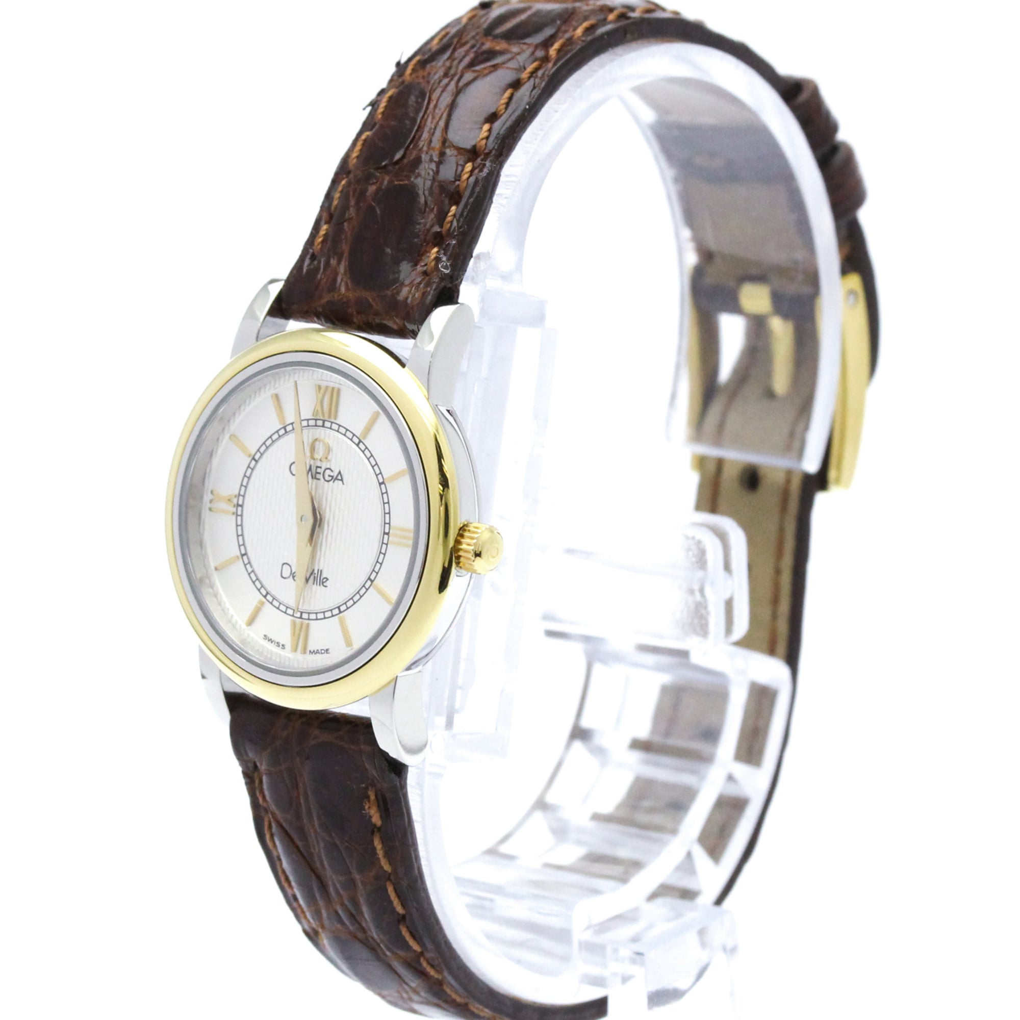 OMEGA De Ville Prestige 18K Gold Steel Ladies Watch 7774.31.12 Polished