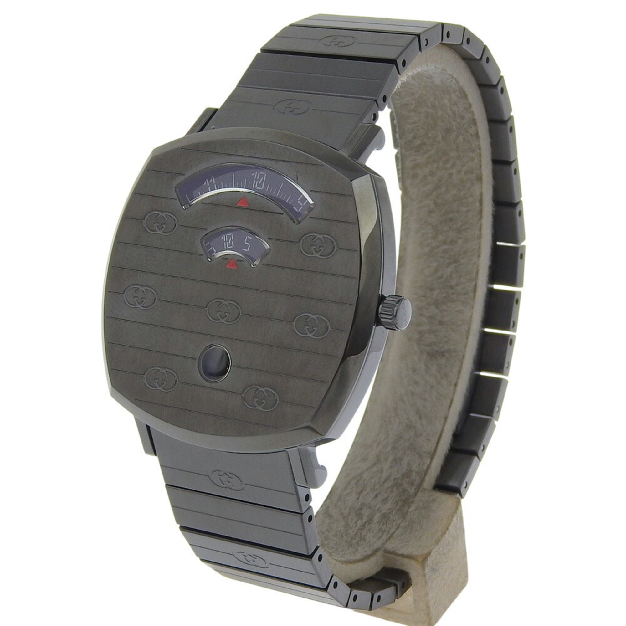 Gucci Grip Watch, 157.3 Stainless Steel, Black Quartz Movement, Analog Display, Dial, Men's
