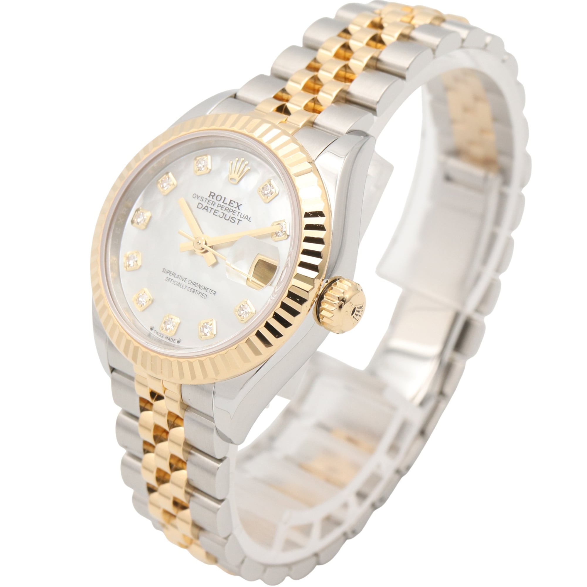 Rolex Datejust 10P Diamond 279173NG White shell Dial 28mm Watch