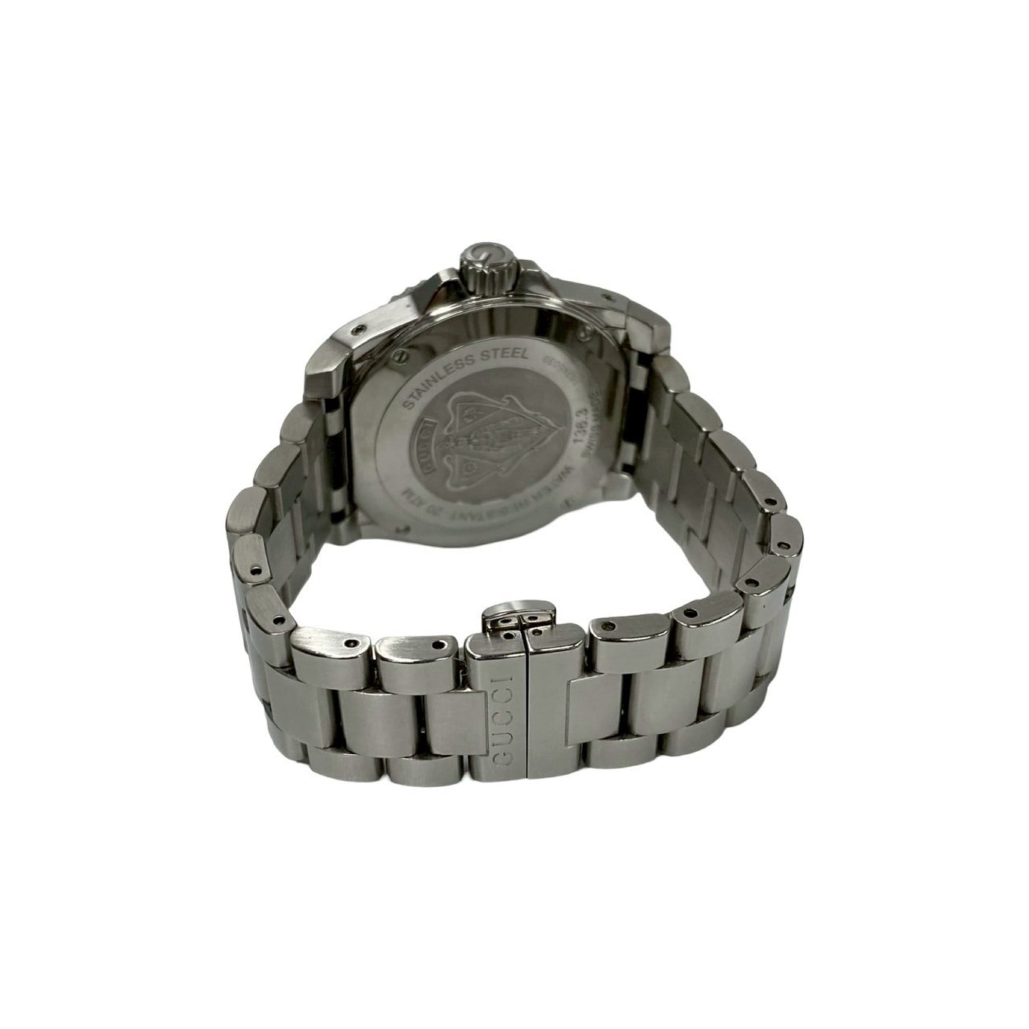 GUCCI Dive roestvrijstalen quartzhorloge, herenaccessoire, zilver/zwart, 30050