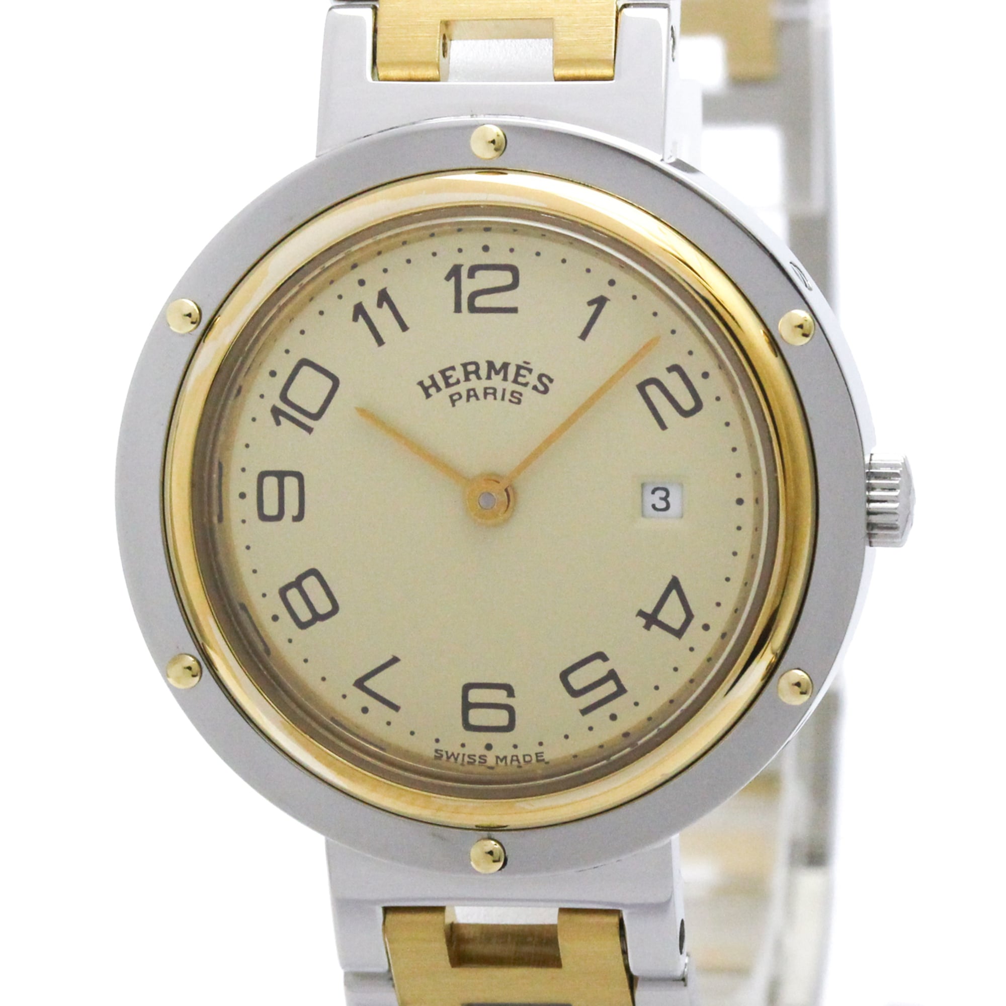 HERMES Clipper Gold Plated Stainless Steel Quartz