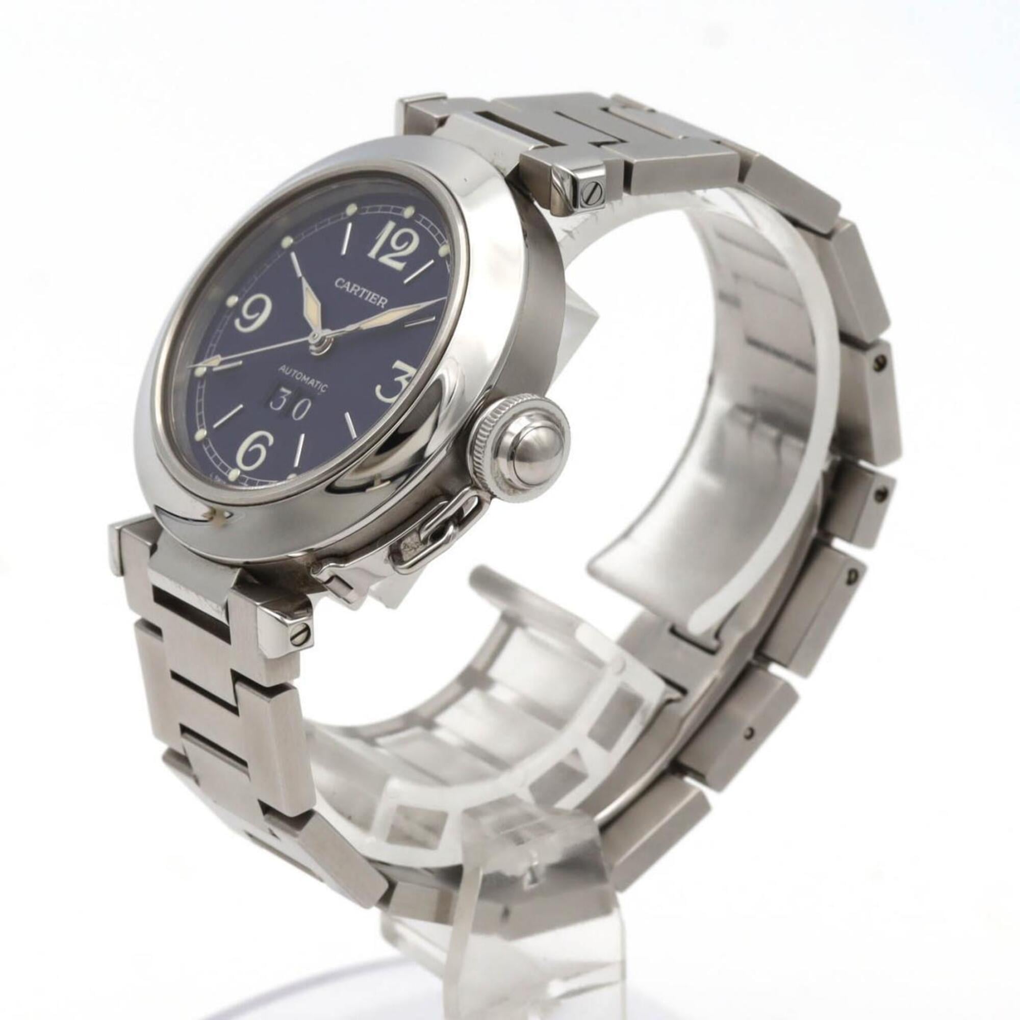 Cartier Pasha C Grande Datum W31047M7 Blaues Zifferblatt 35 mm Uhr