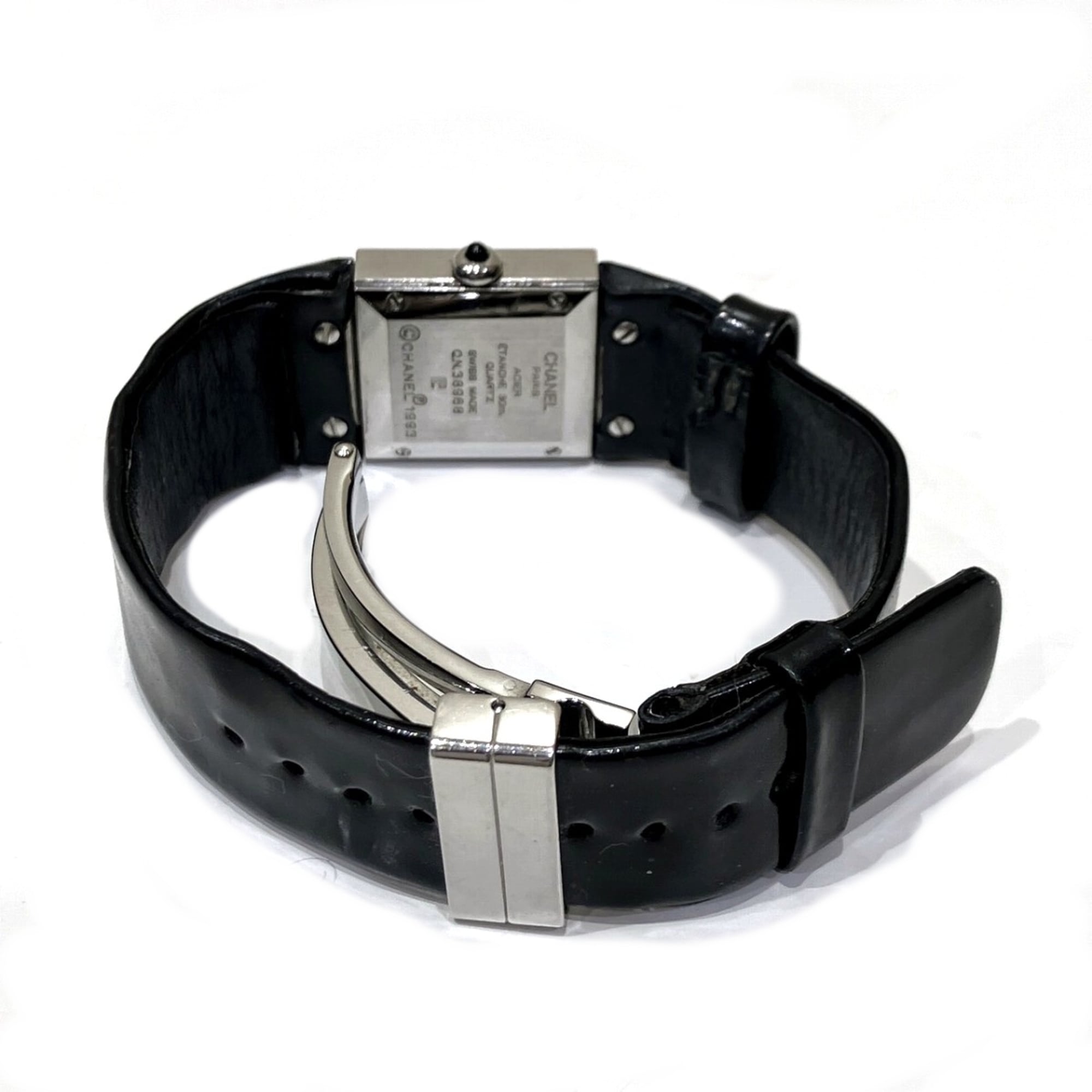Chanel Matelassé Watch, Total Weight 27g, Stainless Steel, Genuine Leather Strap, Quartz Movement, Black Dial, H0116
