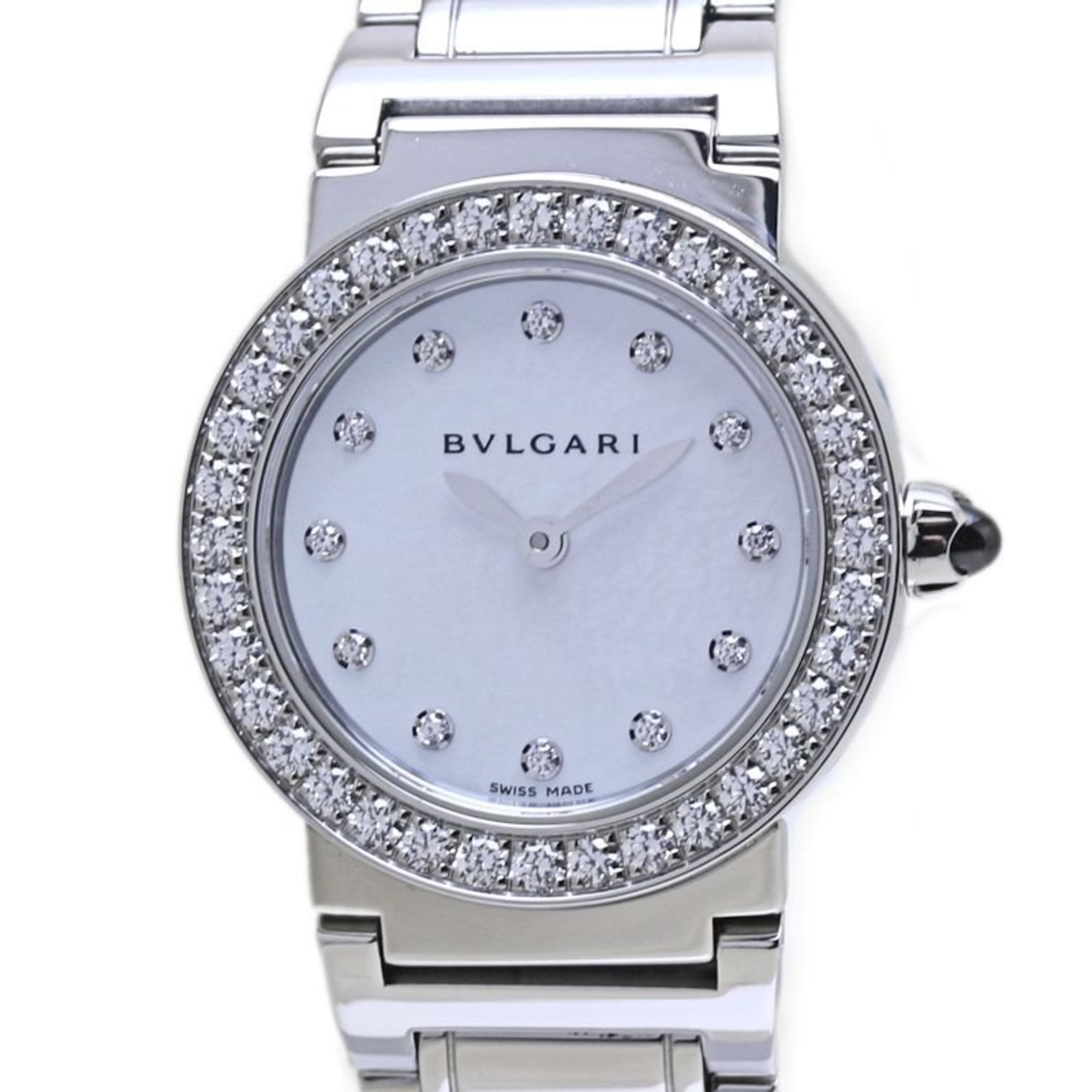 BVLGARI Women's Stainless Steel Watch with 12 Diamond Bezel (BBL26WSDS BBL26S 102374) 40086