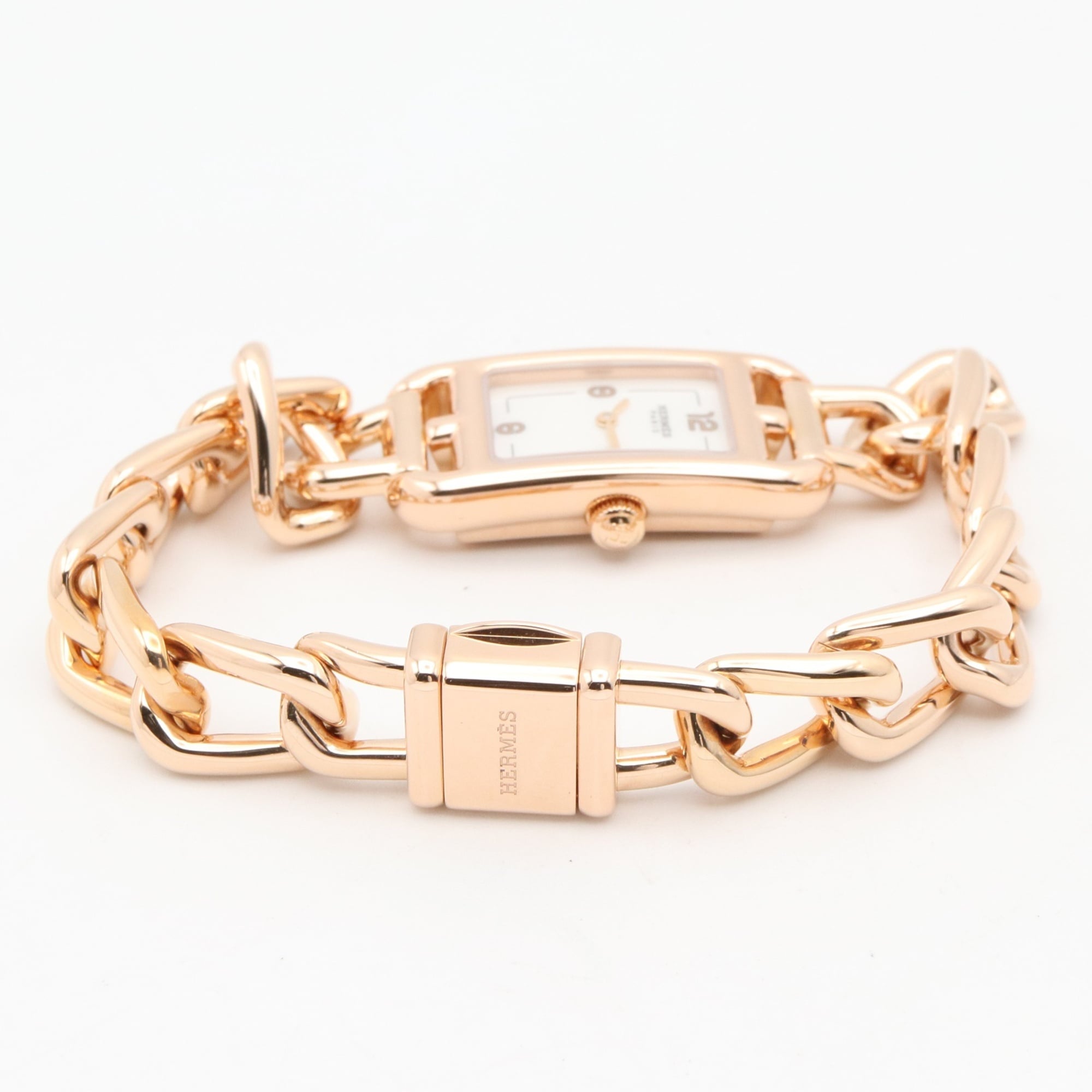 Hermes Nantucket PM 29mm 18K Pink Gold (PG) Wo White/White Shell NA2.170