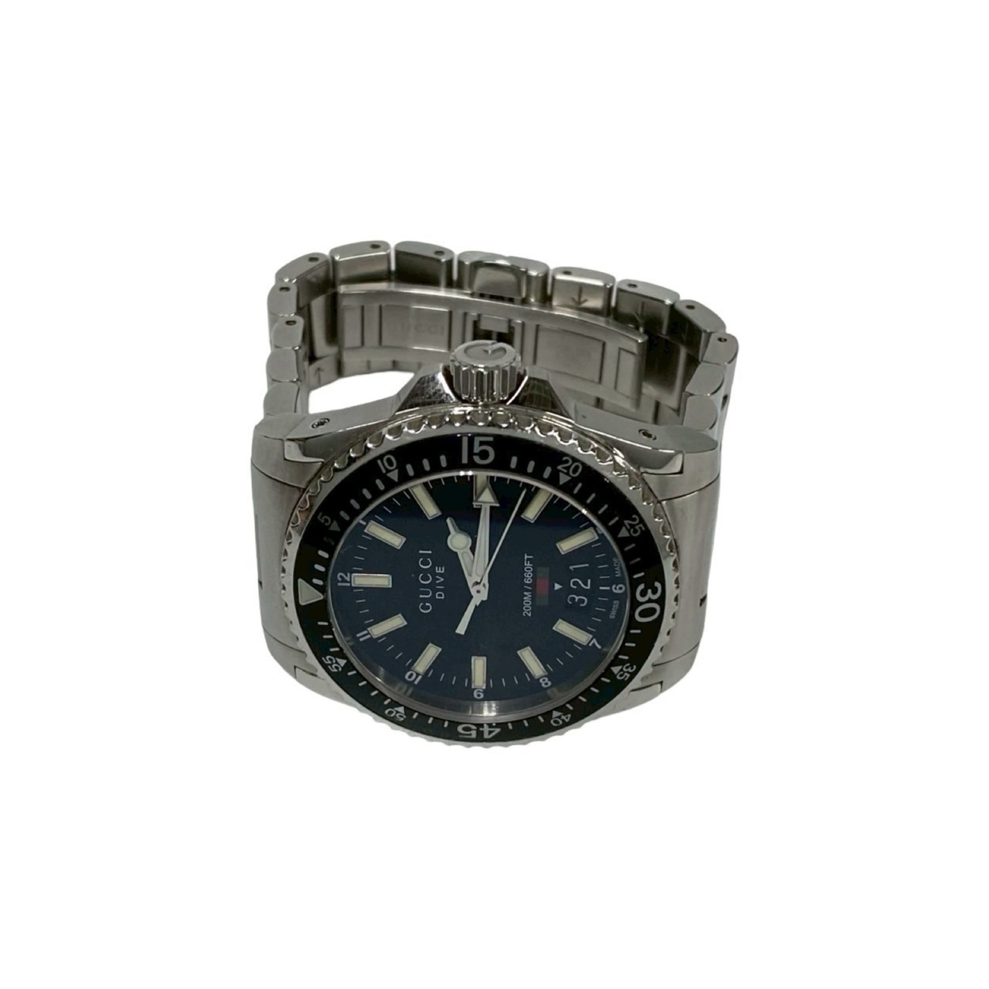 GUCCI Dive roestvrijstalen quartzhorloge, herenaccessoire, zilver/zwart, 30050