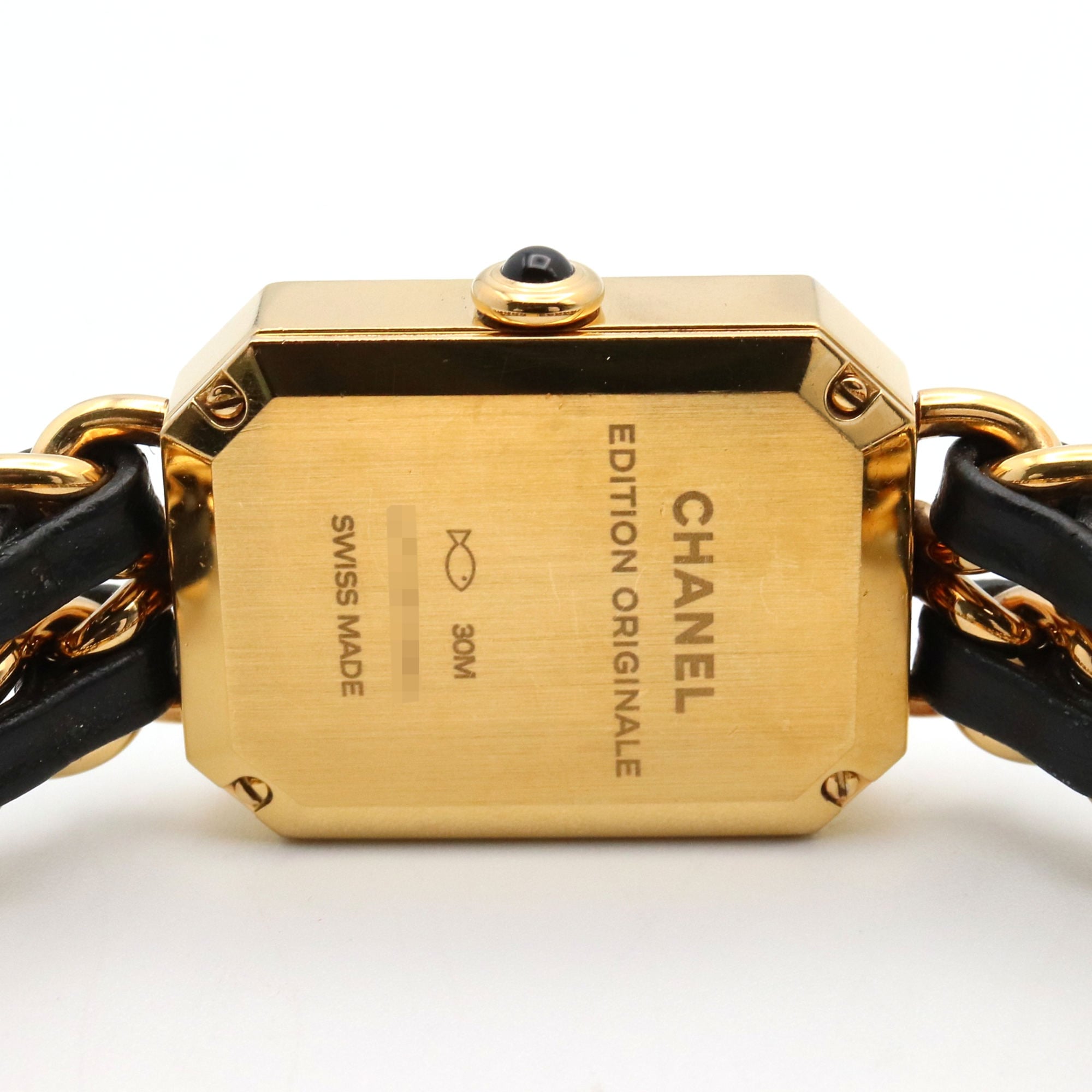 CHANEL Premiere Original Edition horloge, GP (verguld), leer, dames, zwart, H6951