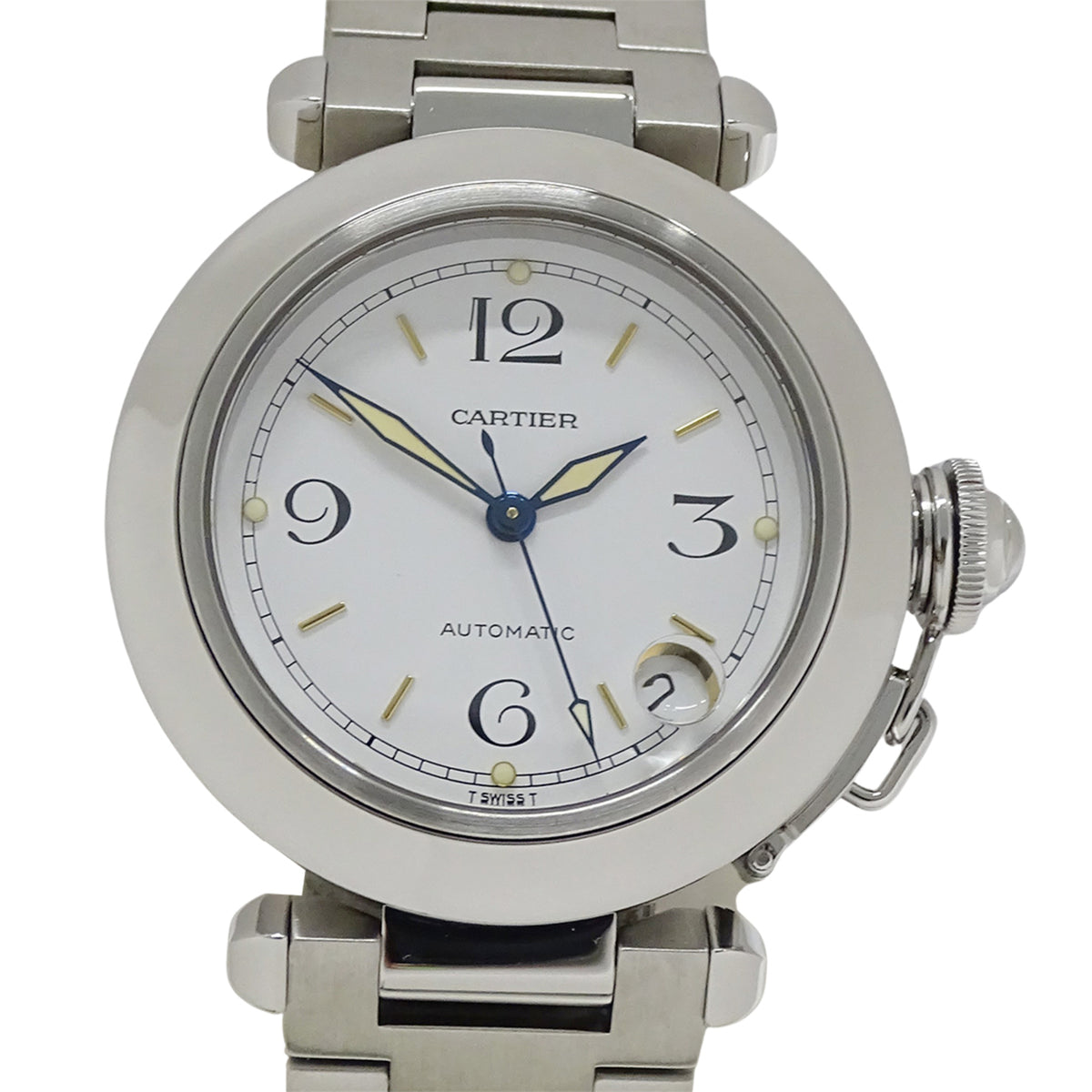 Cartier Pasha C Datum W31015M7 Weiß Zifferblatt 35 mm Uhr