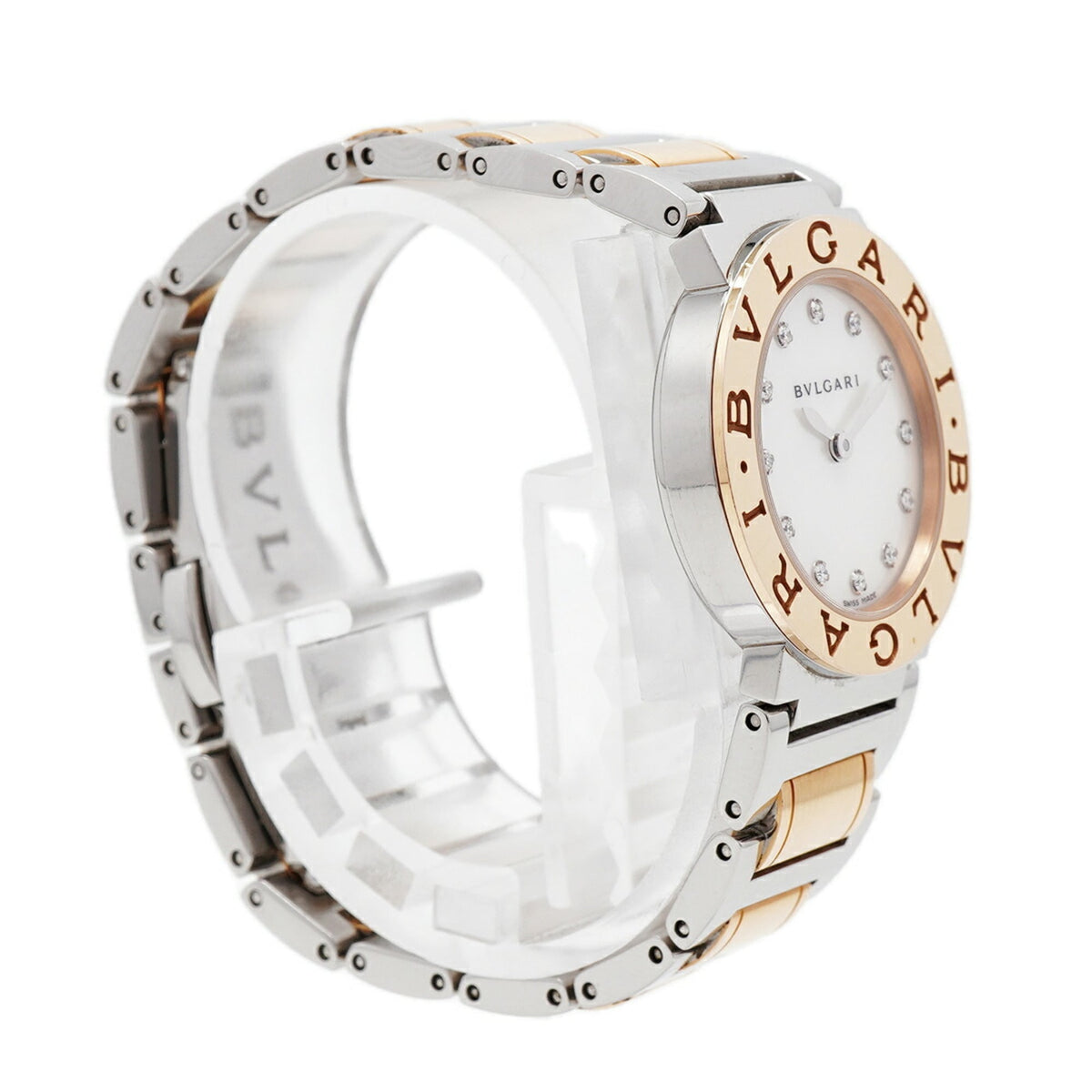 Bvlgari 12P Diamond BBLP26SG horloge met witte wijzerplaat, 26 mm