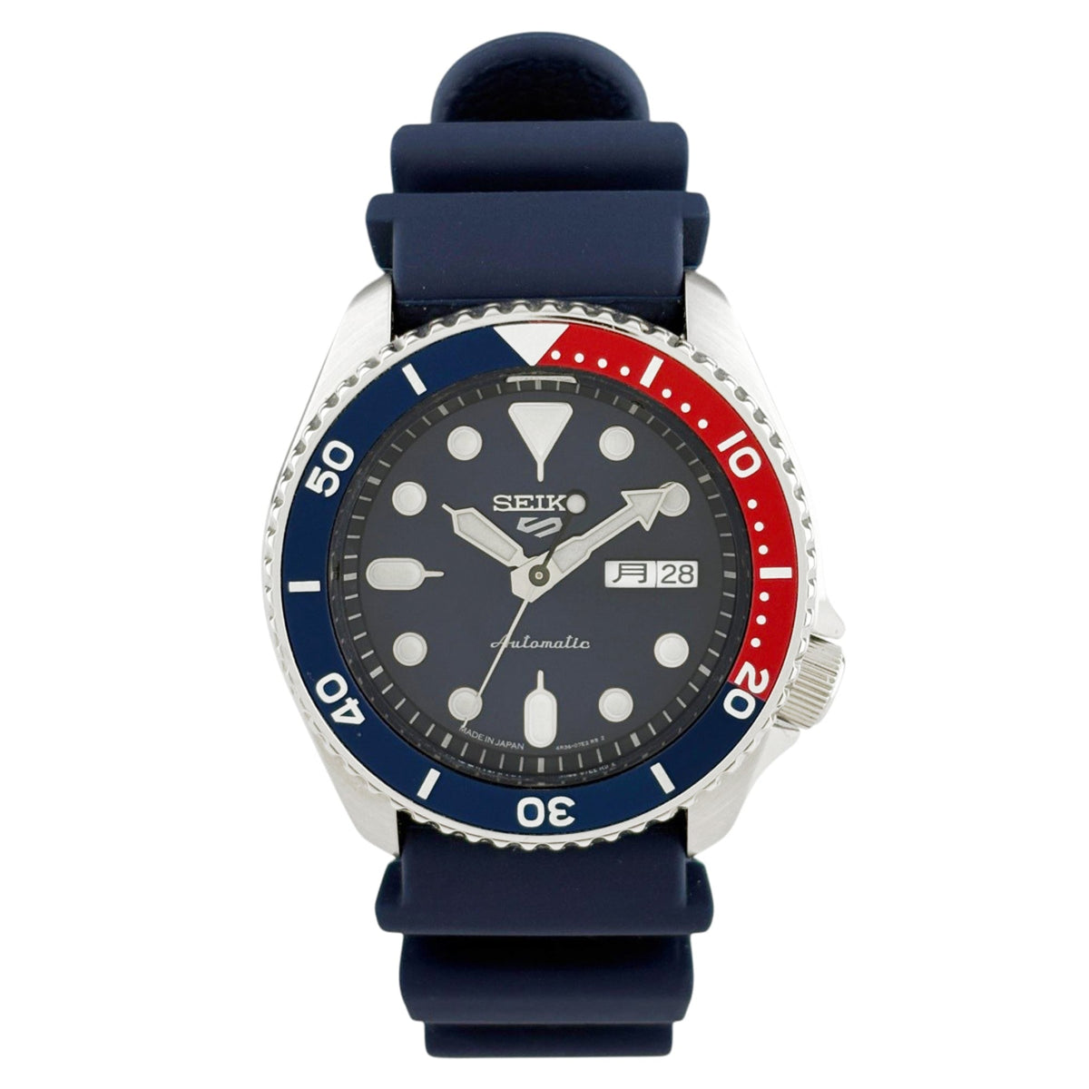 Seiko 5 Sports Pepsi-Lünette 4R36-07G0, marineblaues Zifferblatt, 42 mm Uhr