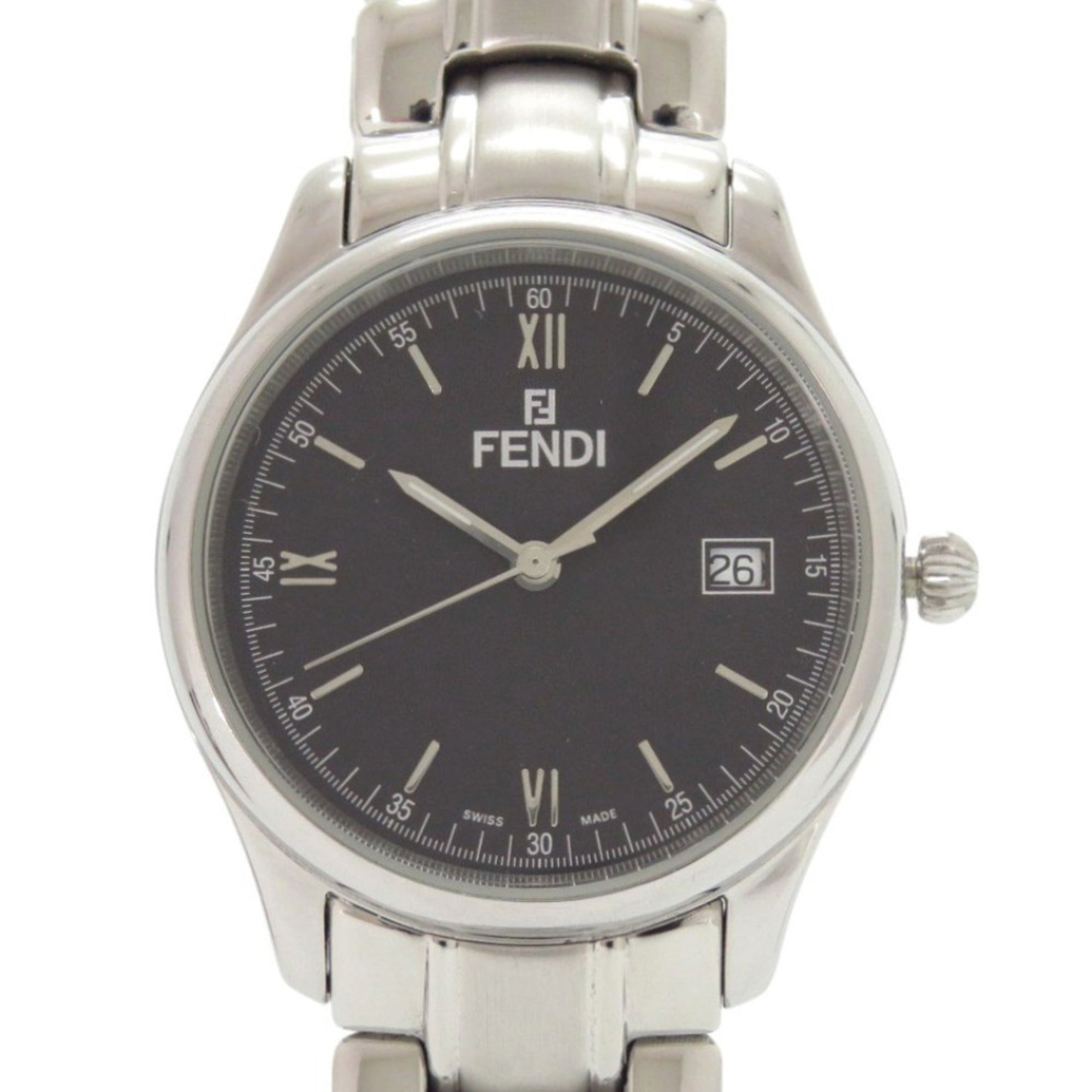 Fendi 210G Stainless Steel Black Dial Silver Quartz Watch 1818 FENDI