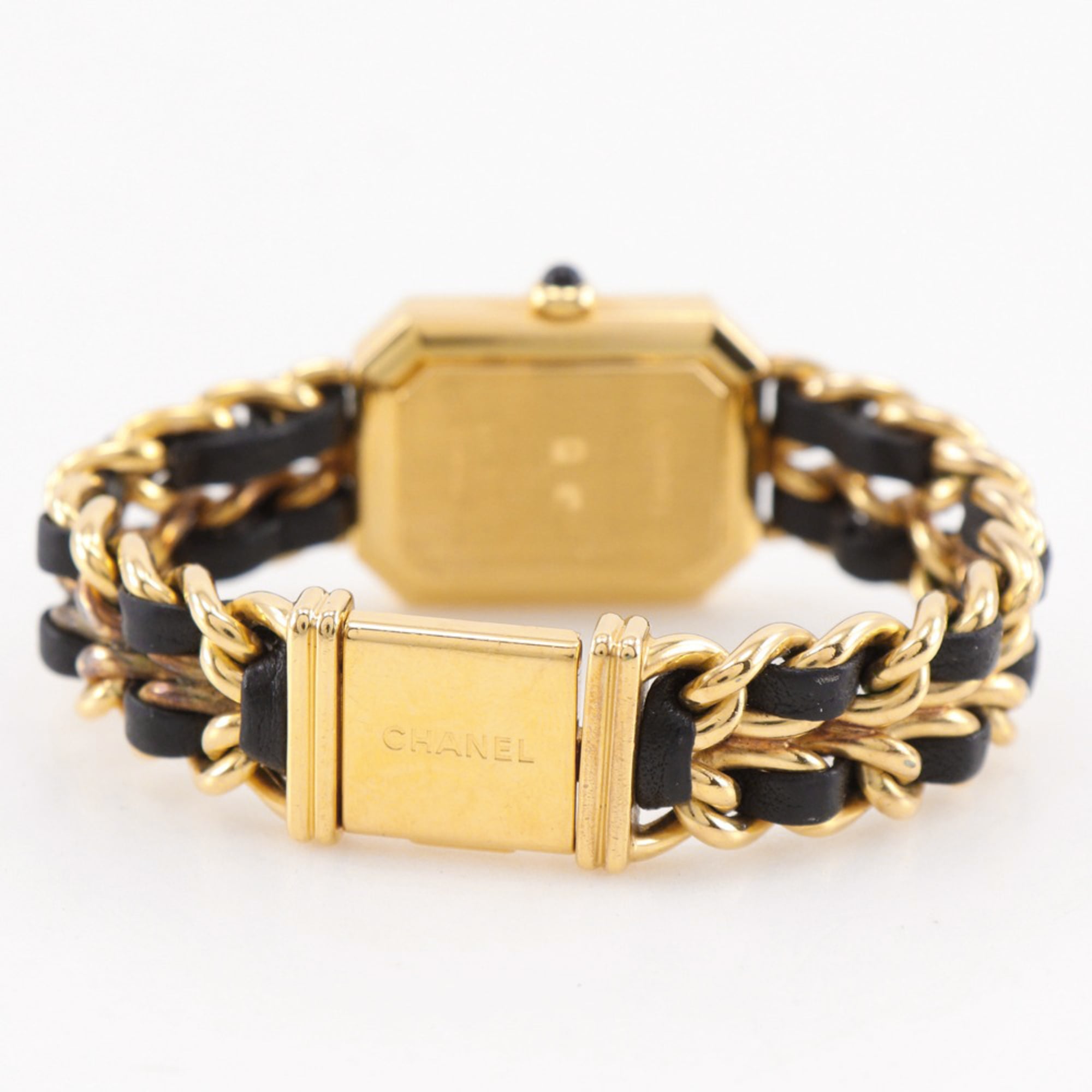 Chanel Premiere S-horloge H0001, verguld x zwart leer, quartz, analoge wijzerplaat, damesmodel