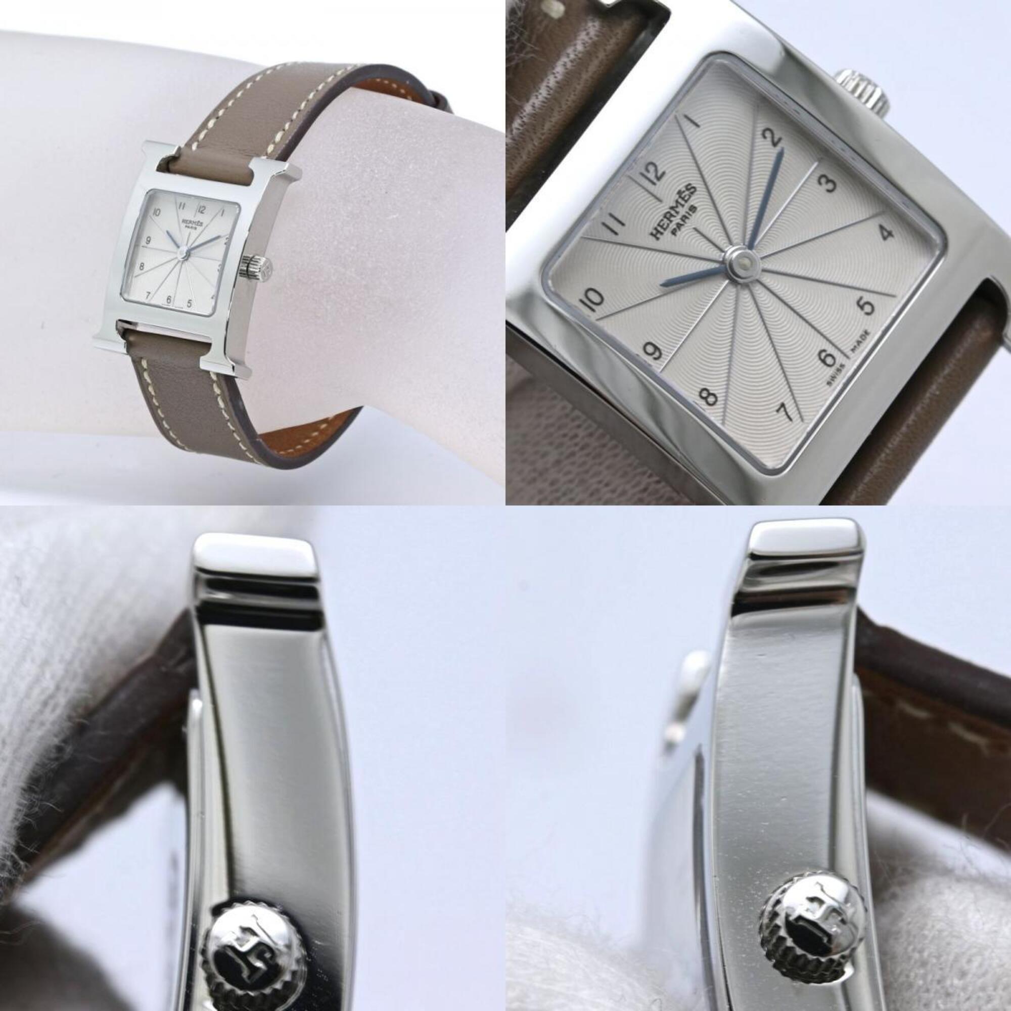 HERMES H- HH1.210.260 WW18 Wo Stainless Steel x Cowhide Leather 40556
