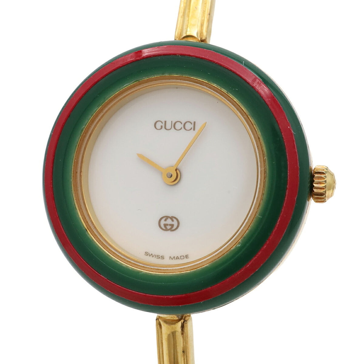Gucci Change Bezel 11/12 met witte wijzerplaat, 26 mm horloge