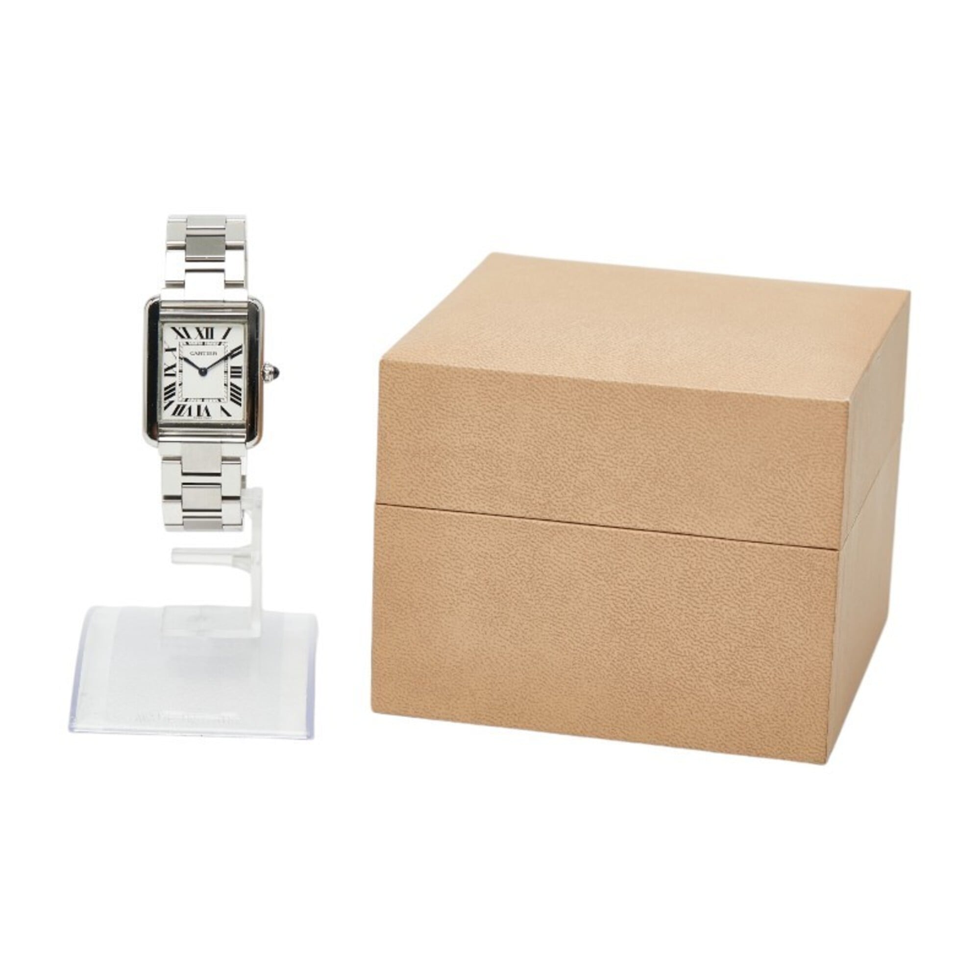 Cartier Tank Solo SM W5200013 Quarz-Damenuhr aus Edelstahl mit Weiß Zifferblatt CARTIER
