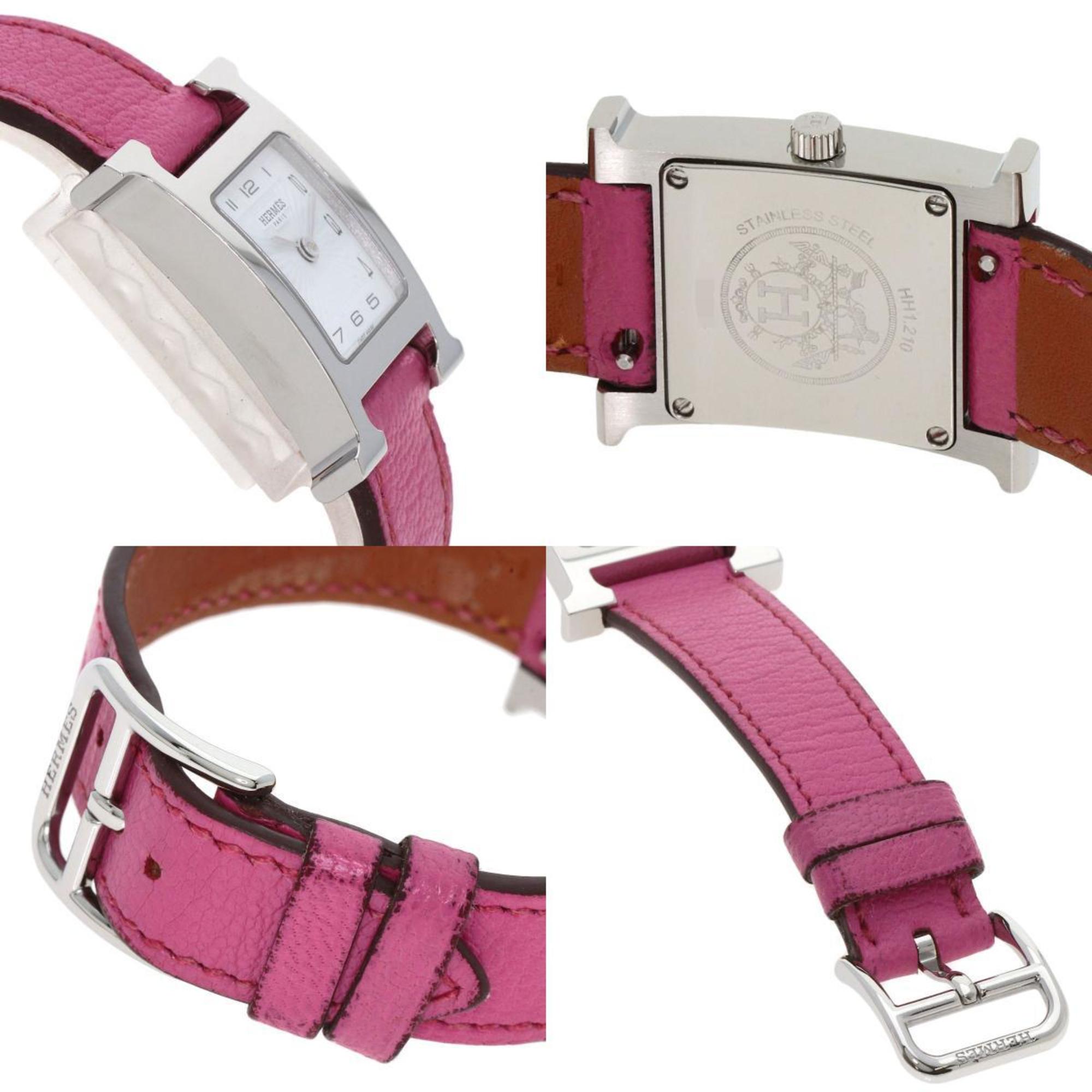 Hermes HH1.210 H Horloge Roestvrij staal Leer Dames HERMES