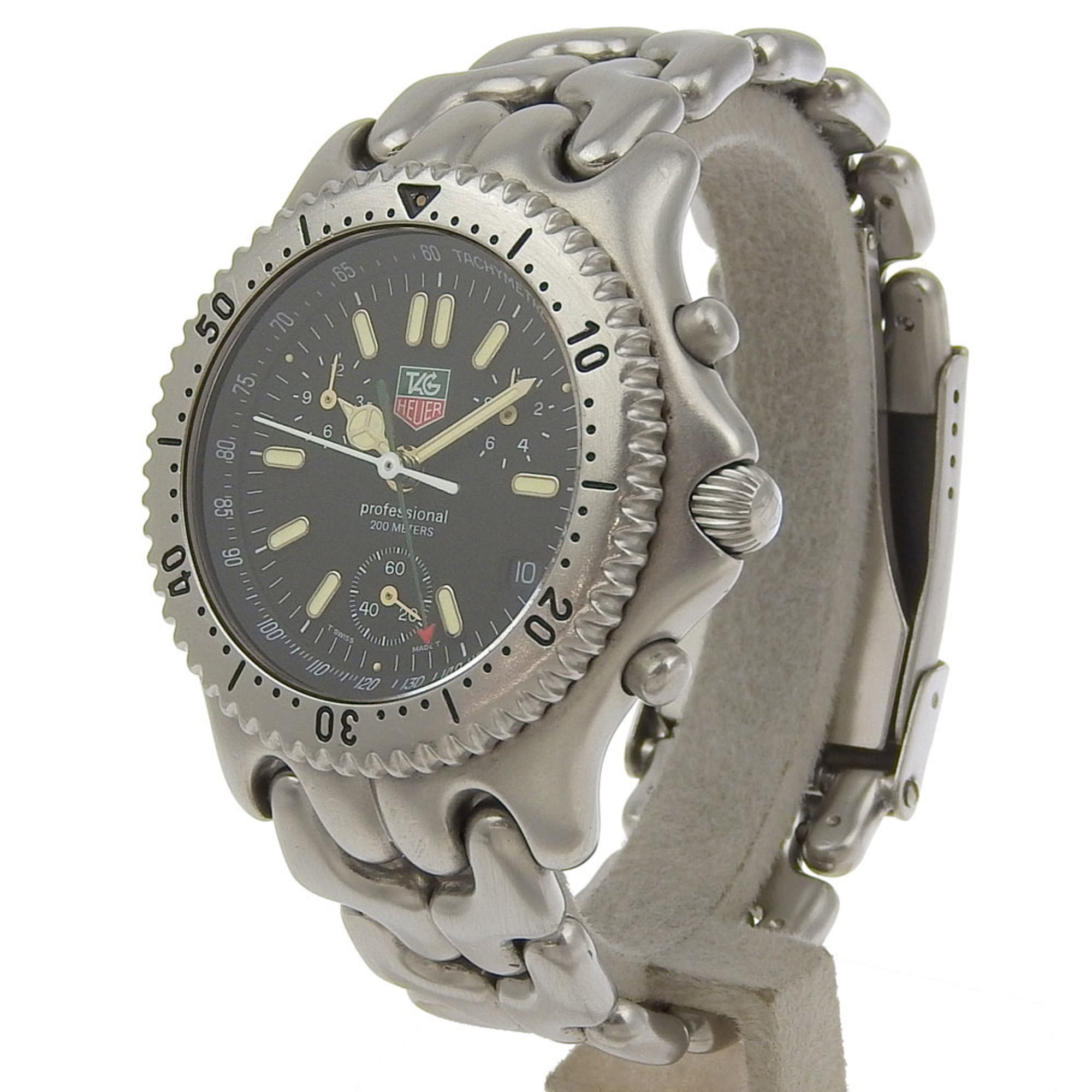 TAG HEUER Cell Series Watch Professional 200M S39.306 Stainless Steel Quartz Multi-Hand Analog Display Black Dial Boys