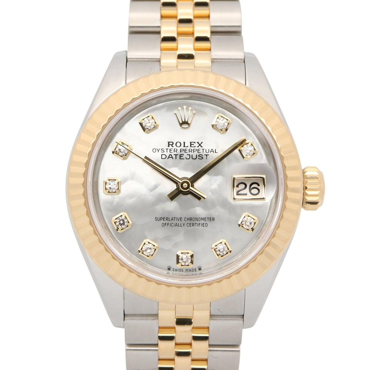 Rolex Datejust 10P Diamond 279173NG White shell Dial 28mm Watch