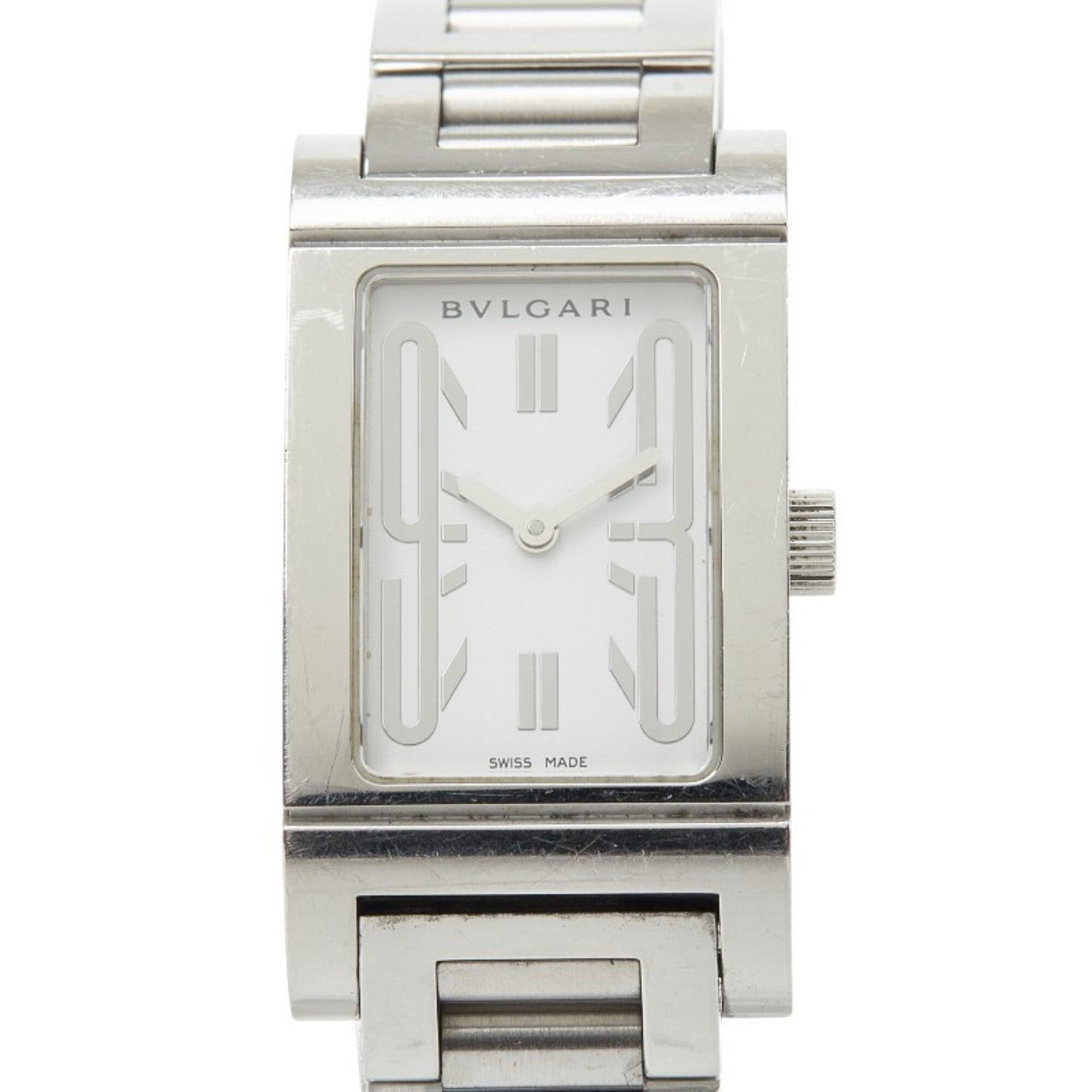 Bulgari Rettangolo Watch RT39S Quartz White Dial Stainless Steel Women's BVLGARI