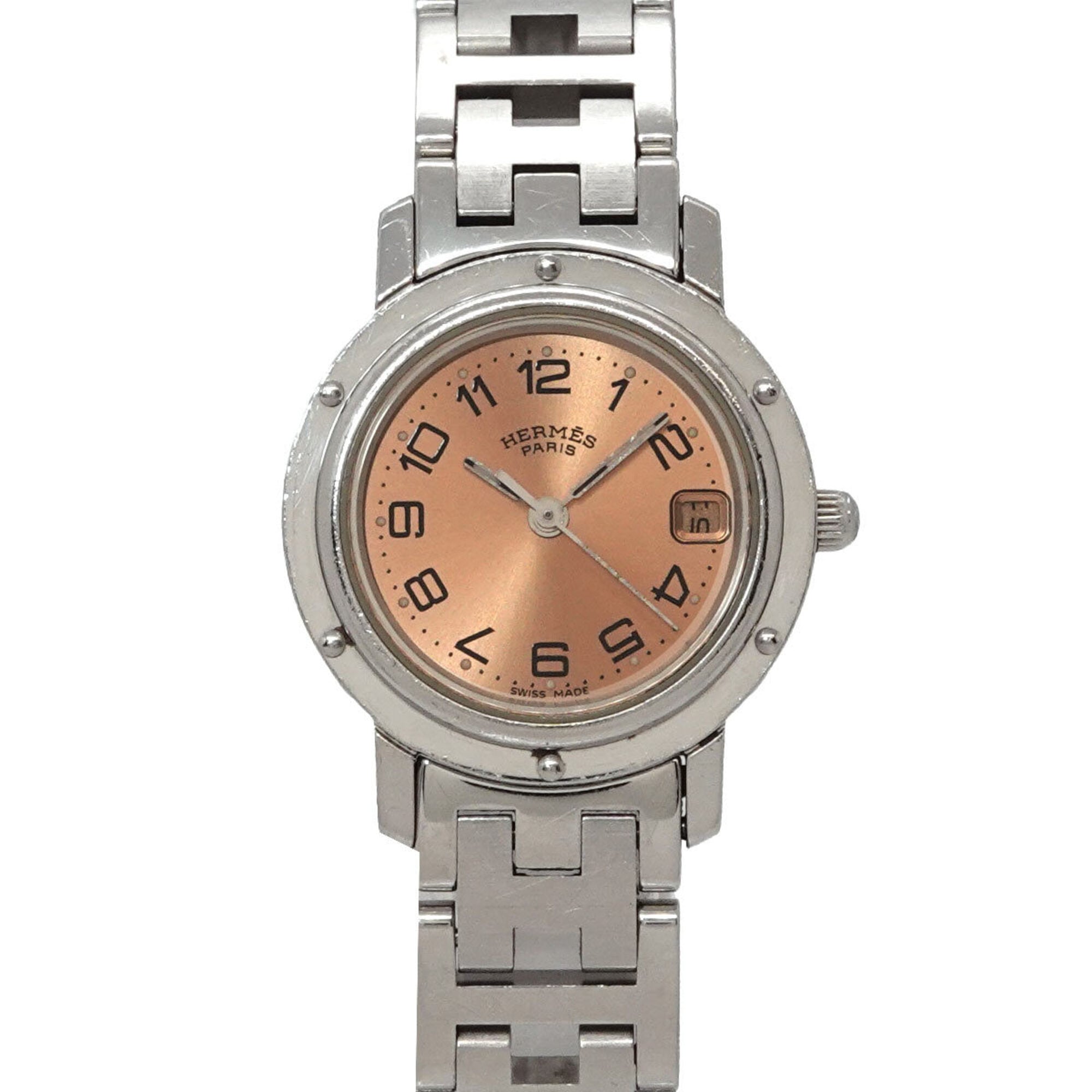 Hermes Clipper CL4 210 Wo Date Display Pink Quartz