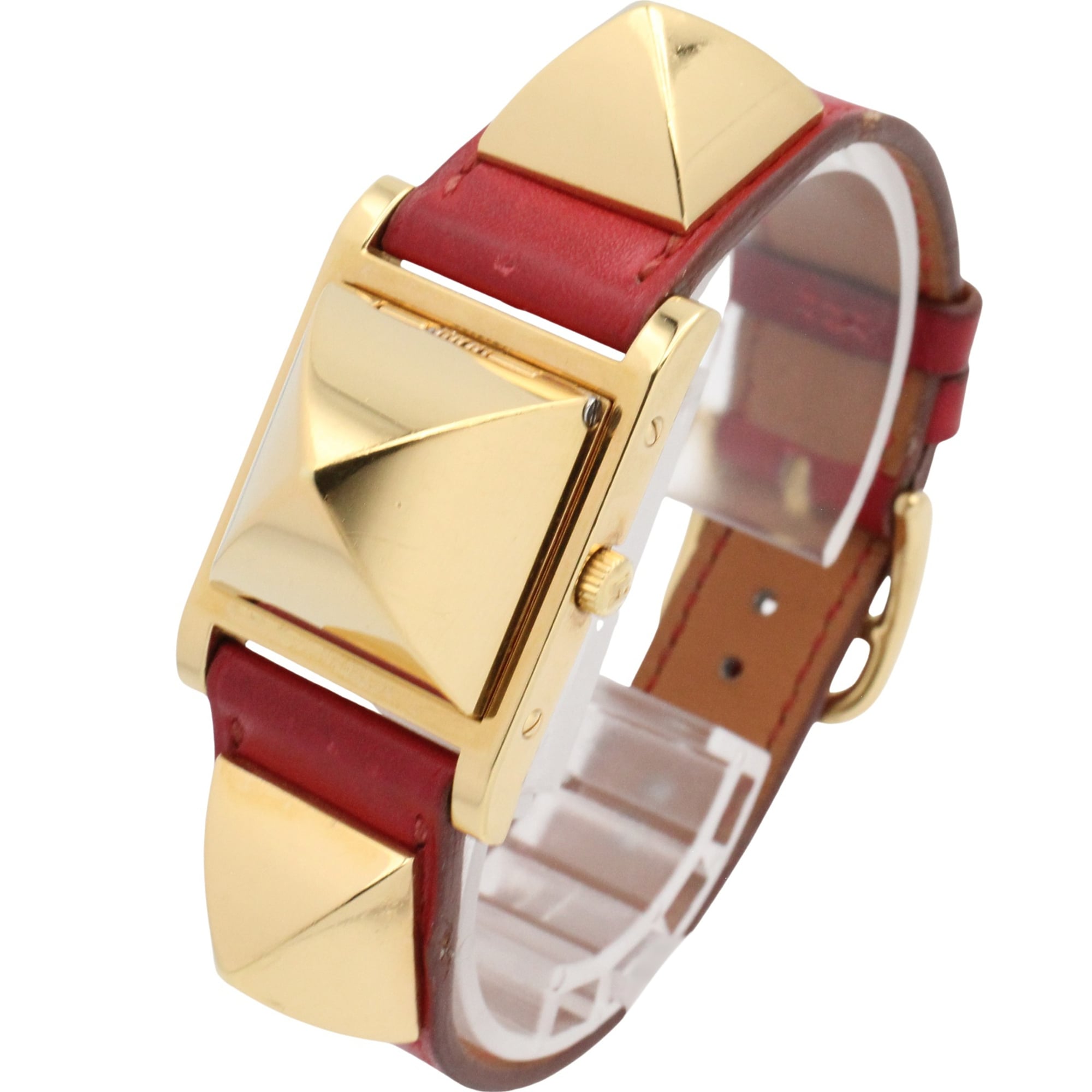 Hermes Medor gold-plated (GP) leather strap wo white ME1.201