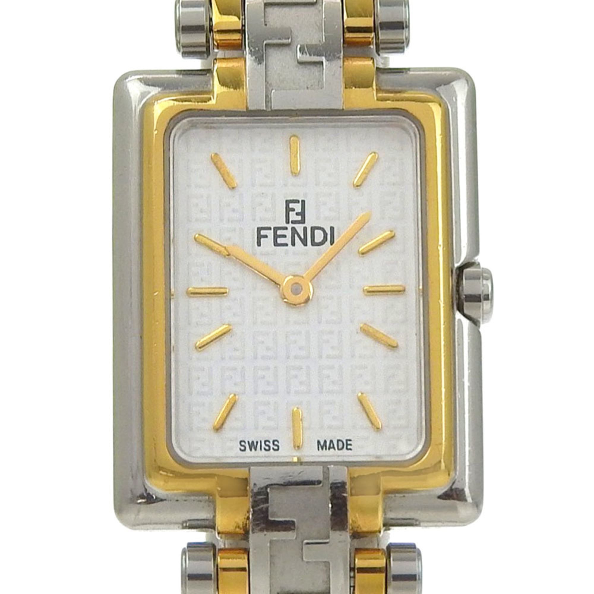 Fendi Zucca Women's Watch, 720L Stainless Steel, Quartz, Analog, White Dial.