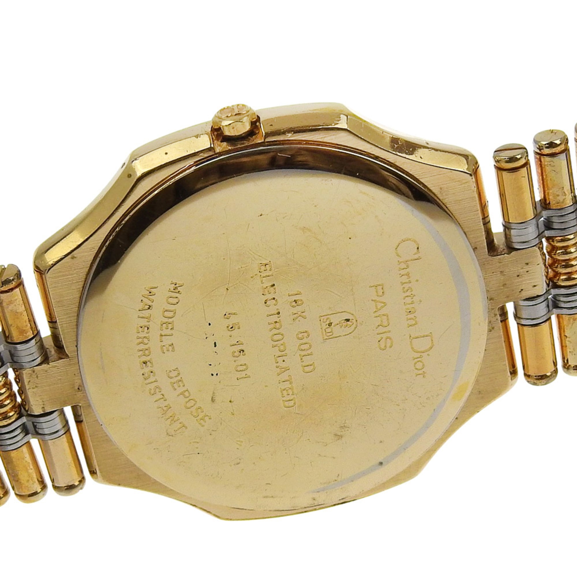Christian Dior Date Watch 45.15.01 Verguld quartzhorloge met analoge wijzerplaat en gouden wijzerplaat voor heren