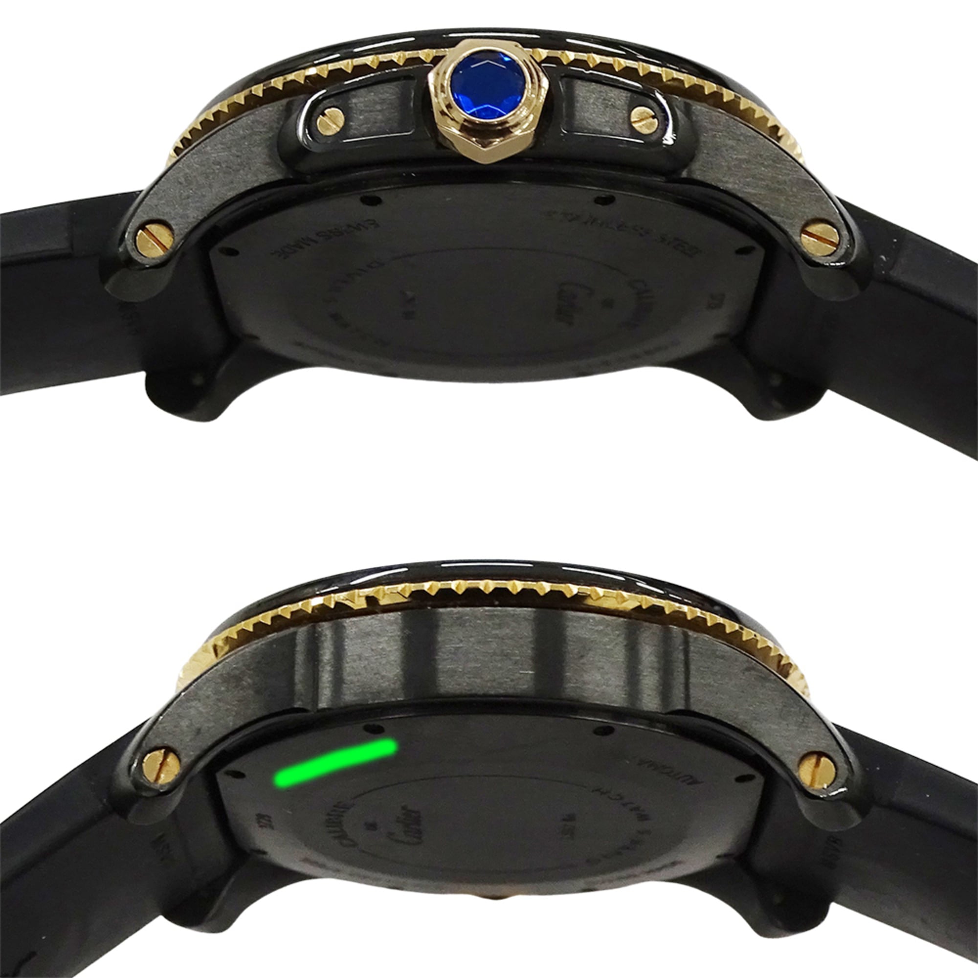 Cartier Calibre Diver herenhorloge, koolstofvezel, datum, automatisch, AT W2CA0004, rubber, PG, roségoud, zwart