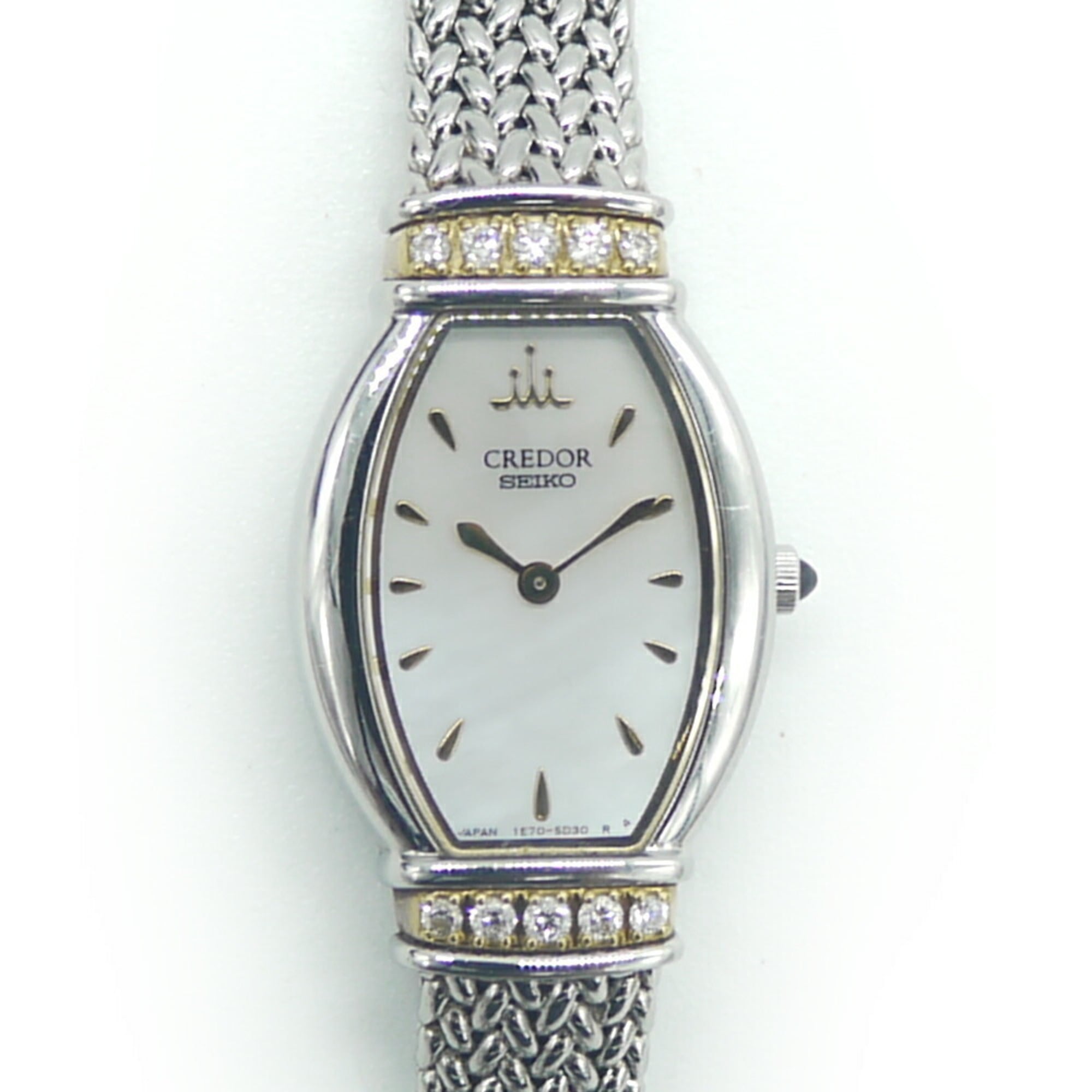 SEIKO Credor Watch GSTE966 Lug Diamond Quartz Shell Dial Ladies 1E70-3