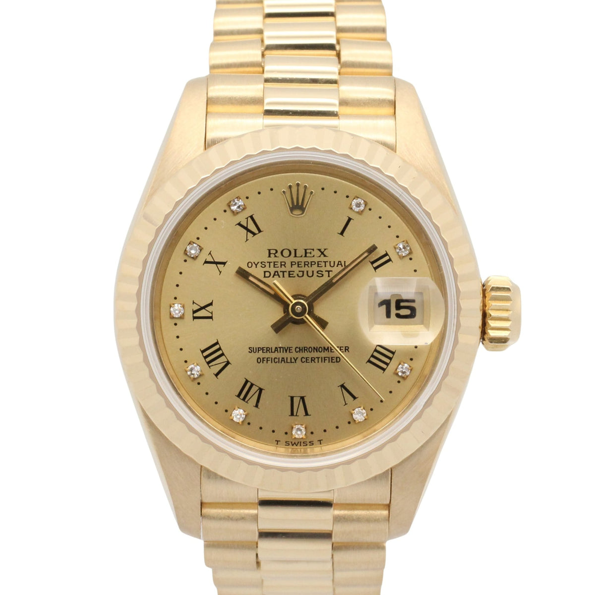 Rolex Datejust 10P Diamond 69178G Champagner, goldenes Zifferblatt, 26 mm Uhr
