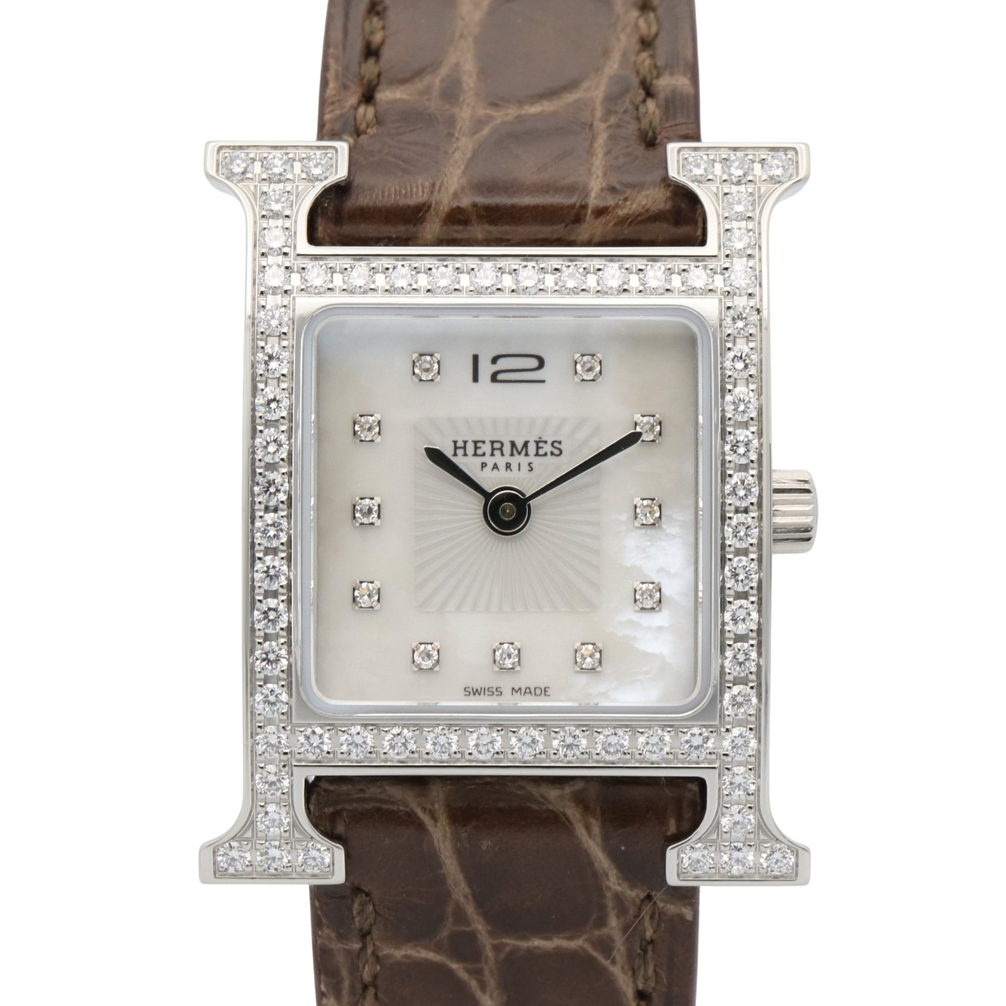 Hermes H- HH1.230 Weiß Gehäuse Zifferblatt 21 mm Uhr