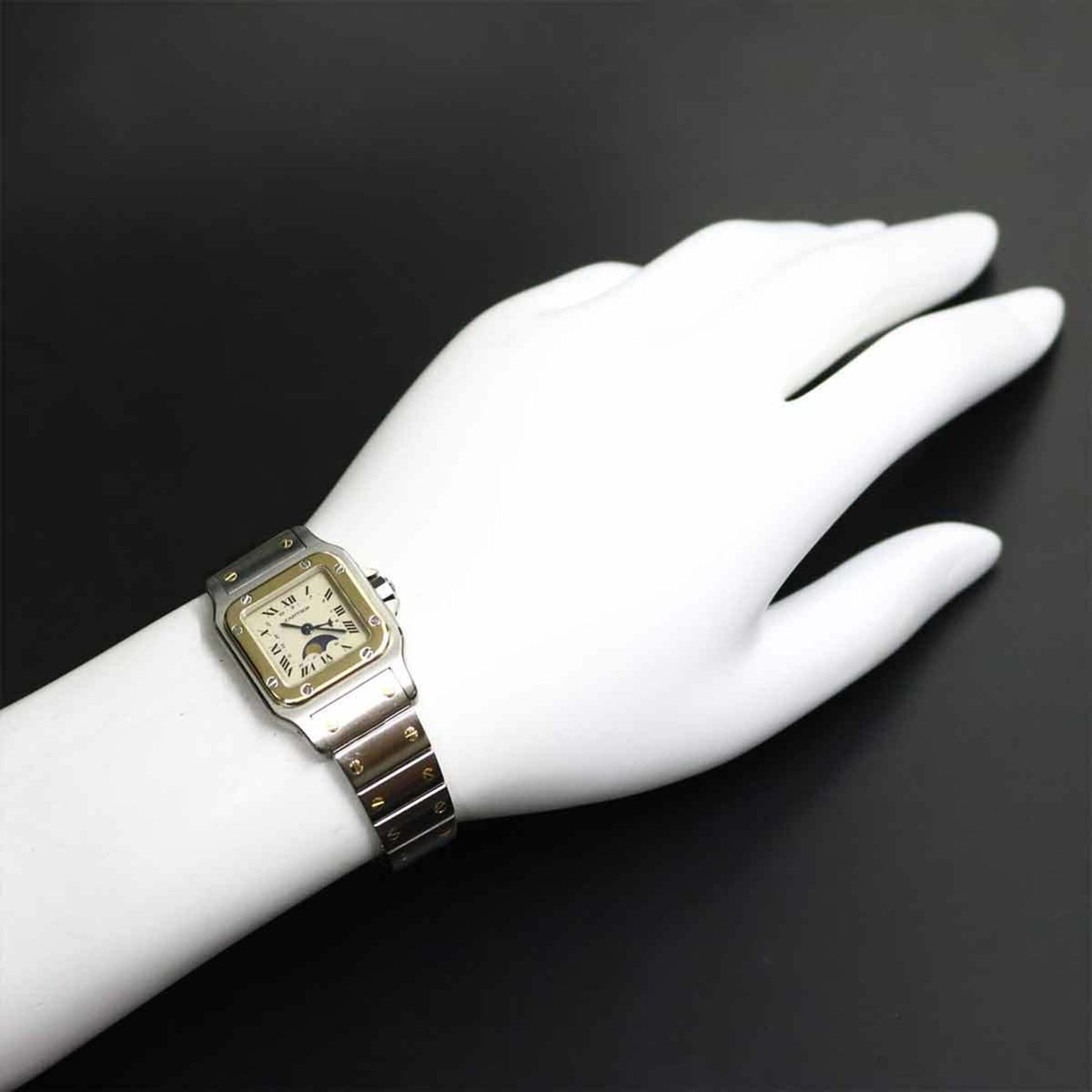 Cartier Santos Galbee SM Moon Phase W20008C4 Ivory Dial 24mm Watch