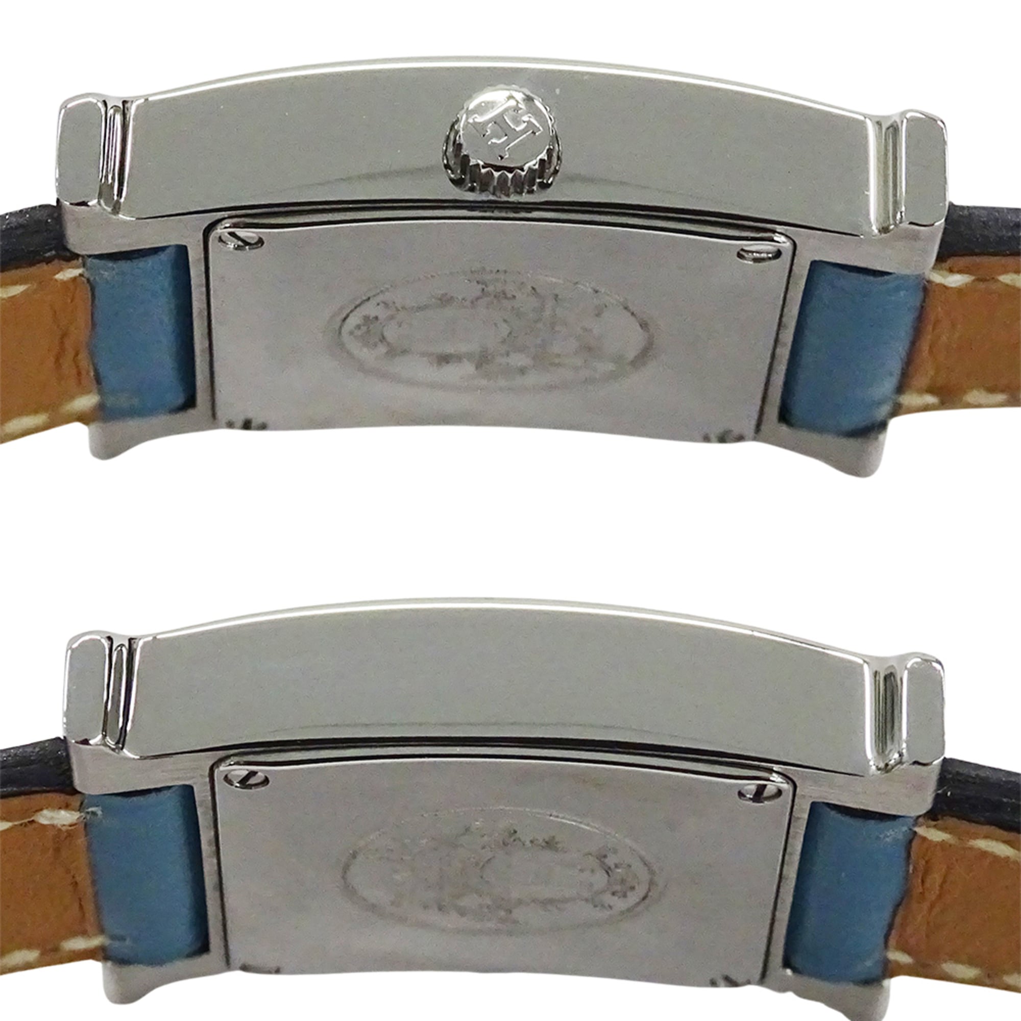 Hermes HERMES Women's Watch Brand H-Watch Quartz QZ Stainless Steel SS Leather HH1.210 Silver Blue □G