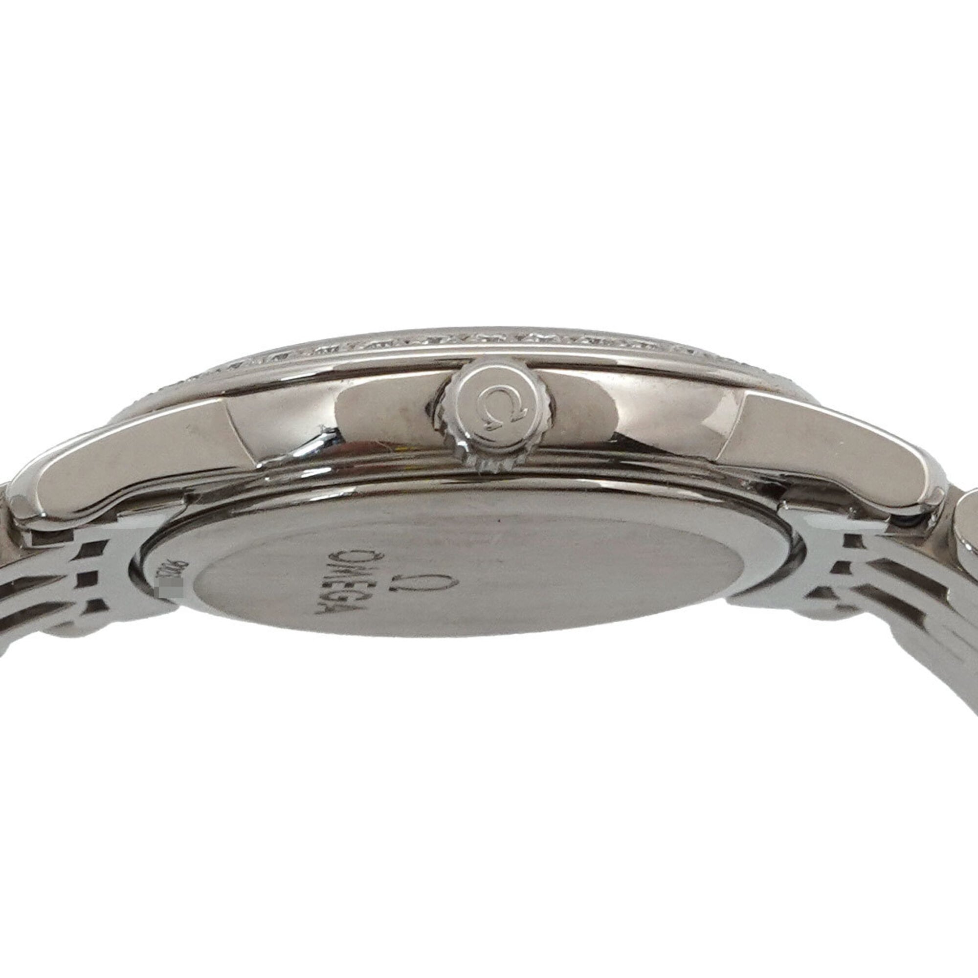 Omega De Ville 4575 71 Damenuhr, Diamantlünette, Weiß Zifferblatt, Quarz