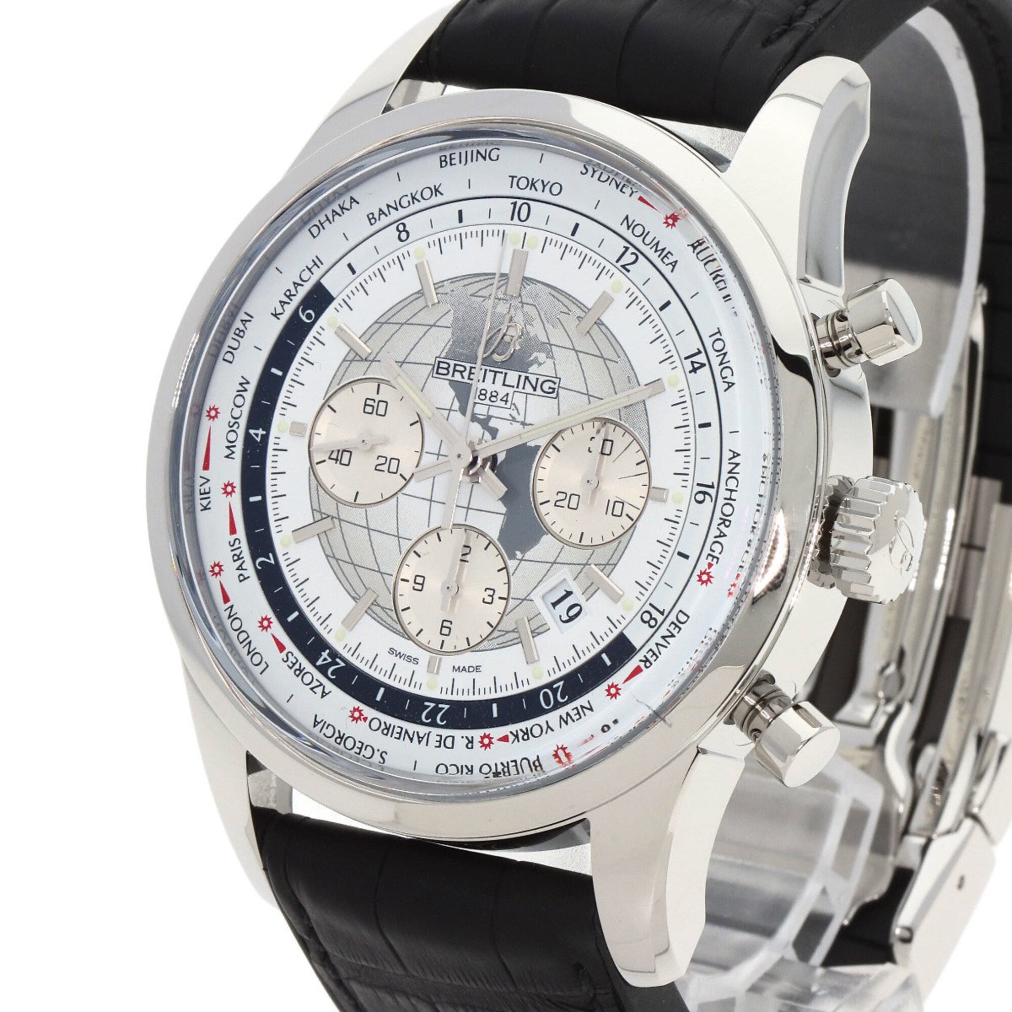 Breitling AB0510U0/A790 Transocean Chronograph Unitime herenhorloge van roestvrij staal en rubber