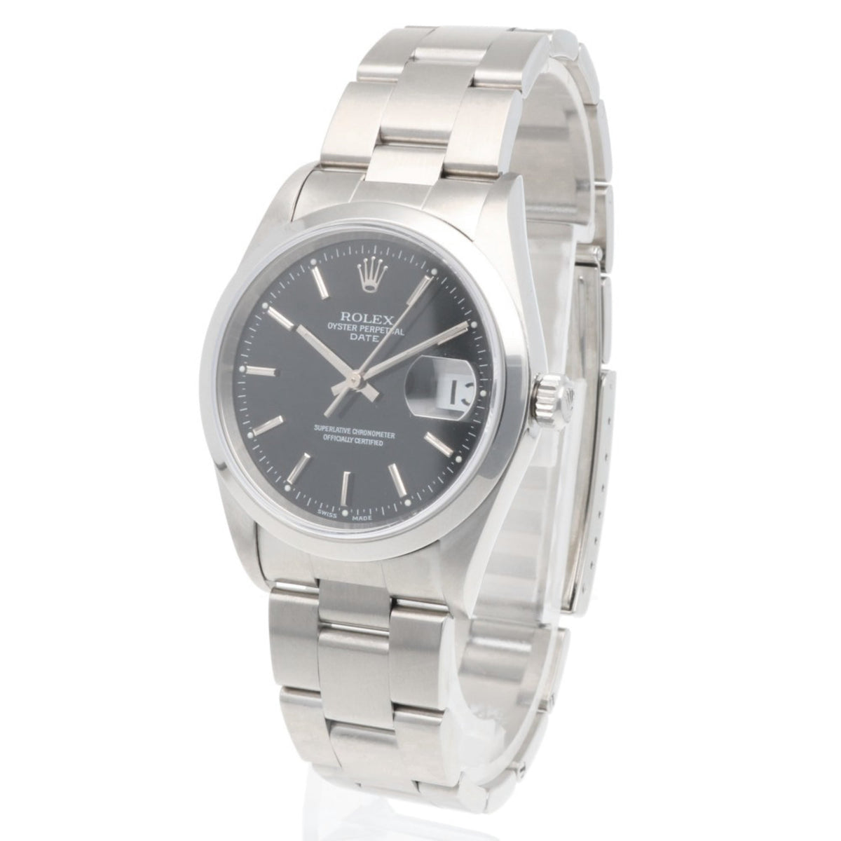 Rolex Oyster Perpetual 15200 met zwarte wijzerplaat, 36 mm