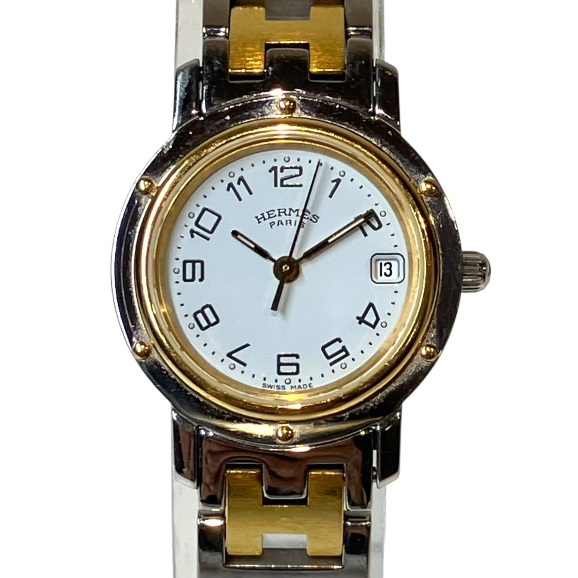 Hermes Clipper Two-Tone Watch, Total Weight 43.6g, Stainless Steel, Qu