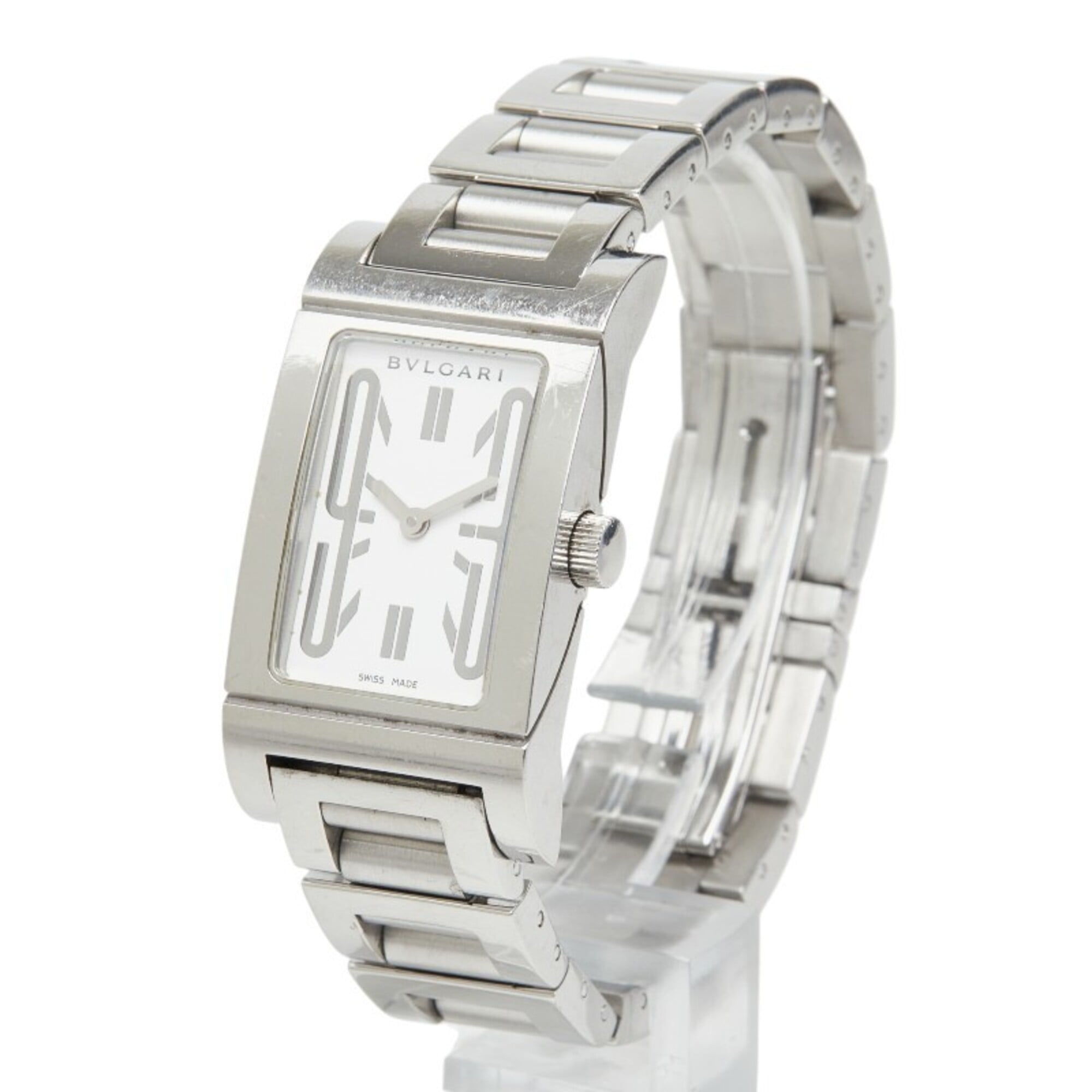 Bulgari Rettangolo Watch RT39S Quartz White Dial Stainless Steel Women's BVLGARI
