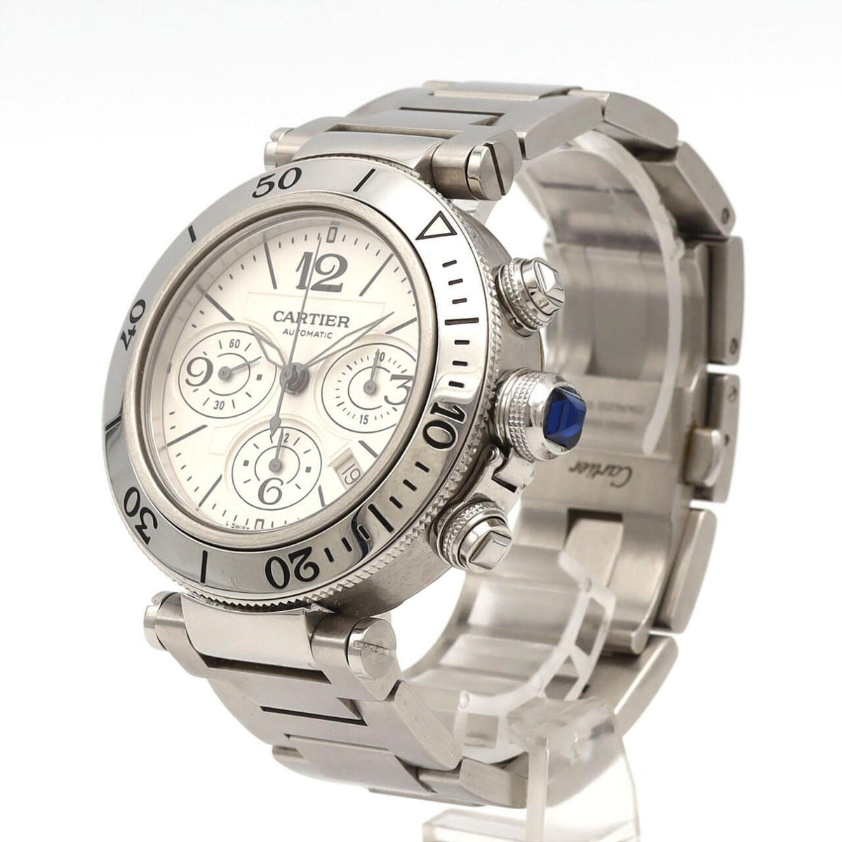 Cartier Pasha Seatimer Chronograph W31089M7 Silver Dial 42mm Watch
