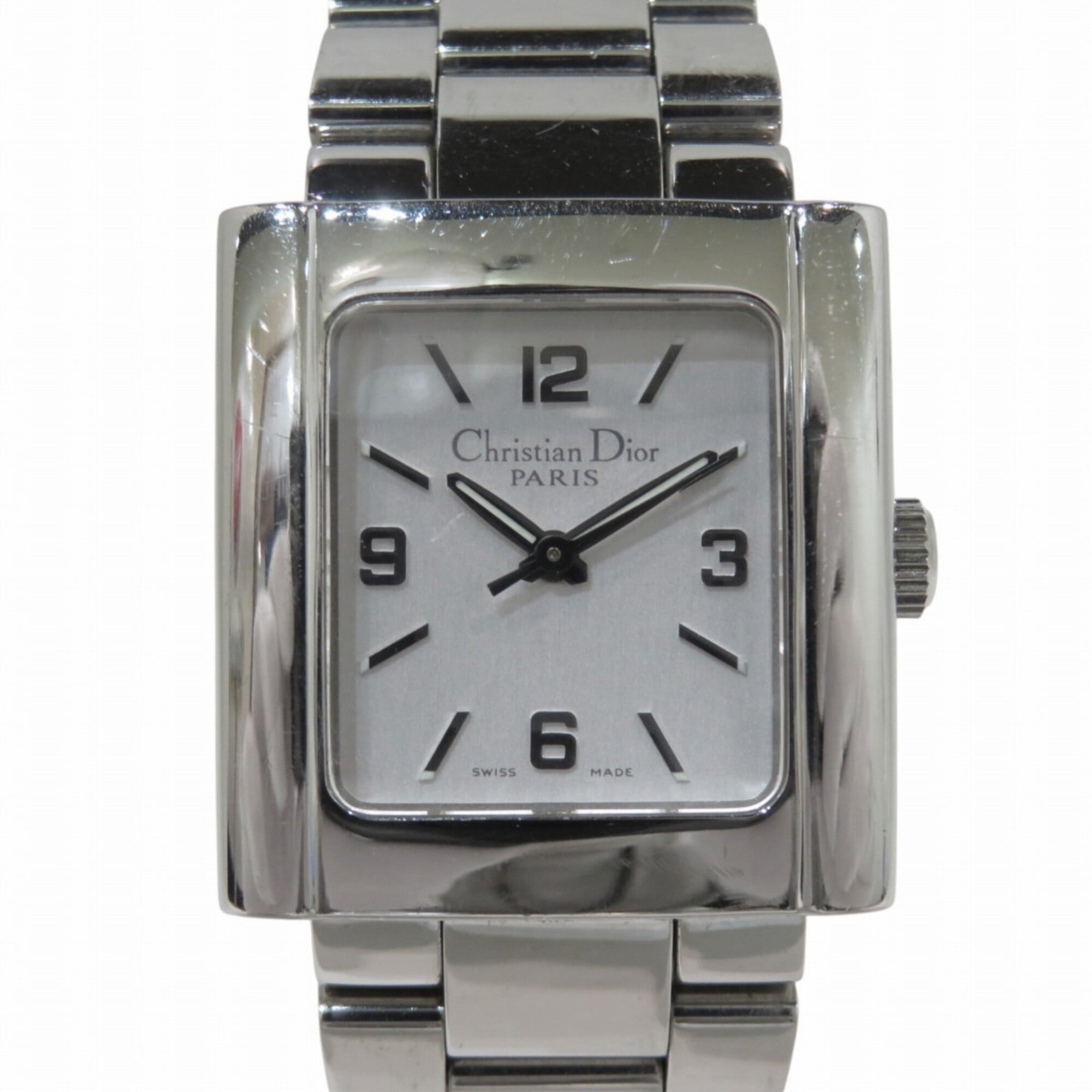 Christian Dior Riva watch, stainless steel, quartz, silver dial, D98-100