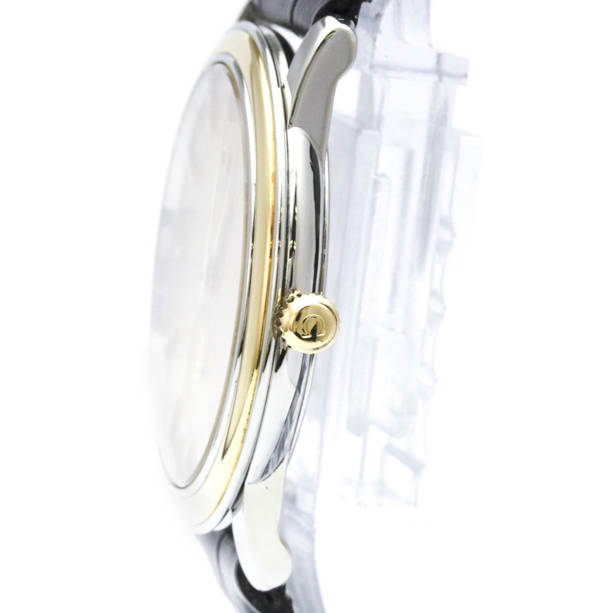 OMEGA De Ville Prestige 18K Gold Steel Hand-Winding Mens Watch 4720.11.01 Polished