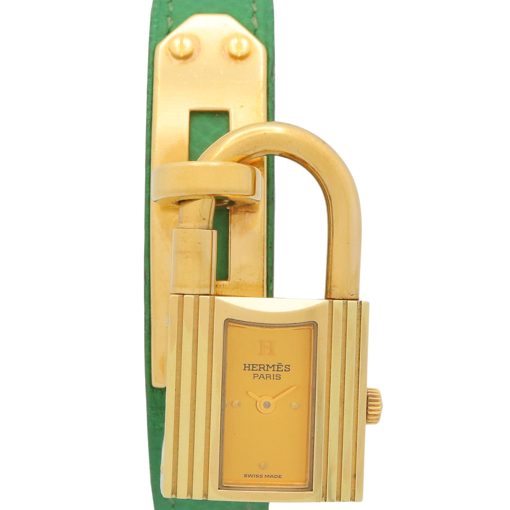 Hermes Kelly Watch, Gold Plated (GP), Leather Strap, Ladies' Champagne