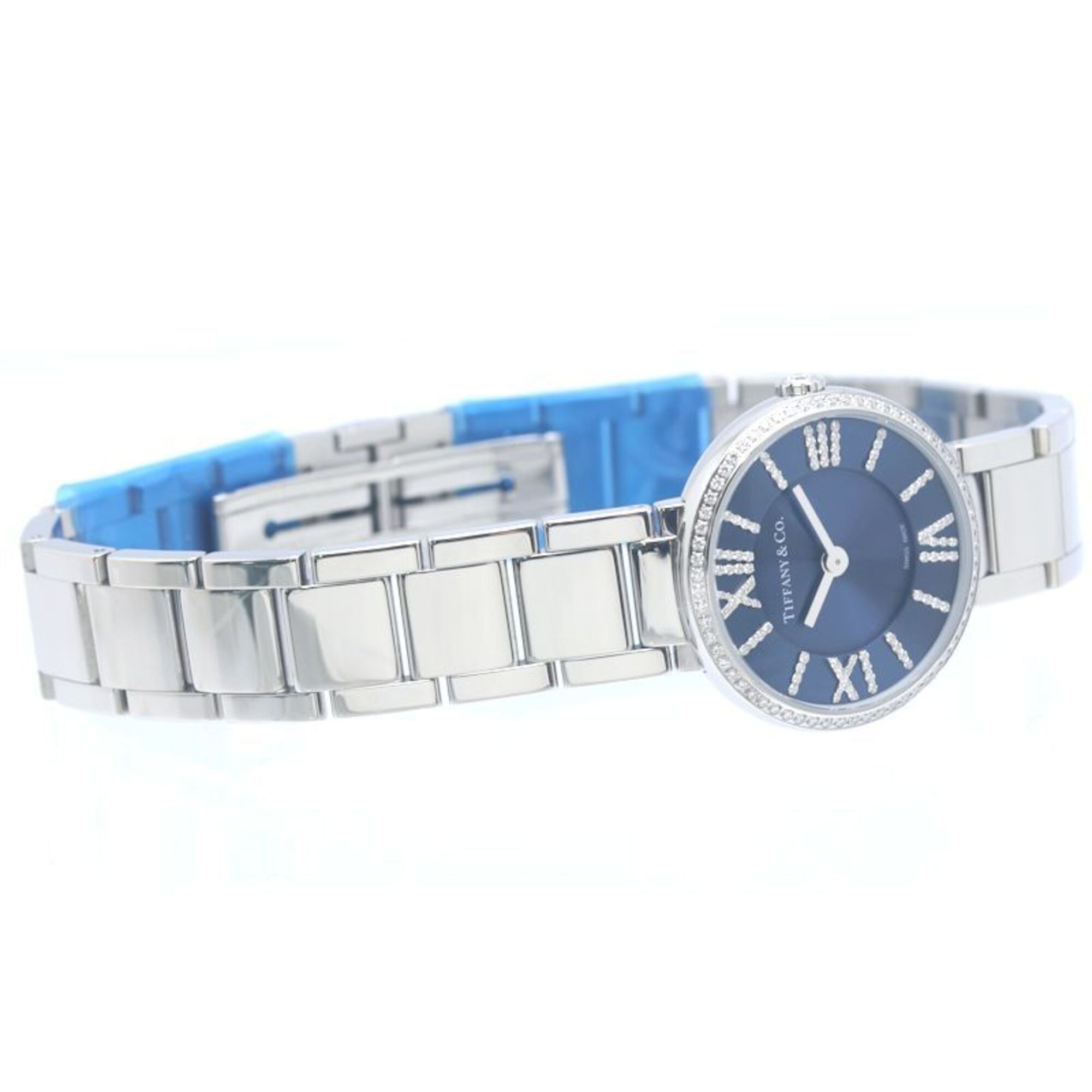 TIFFANY&Co.; Tiffany Atlas 2-wijzer bezel met diamanten 69291651 dameshorloge van roestvrij staal 40349
