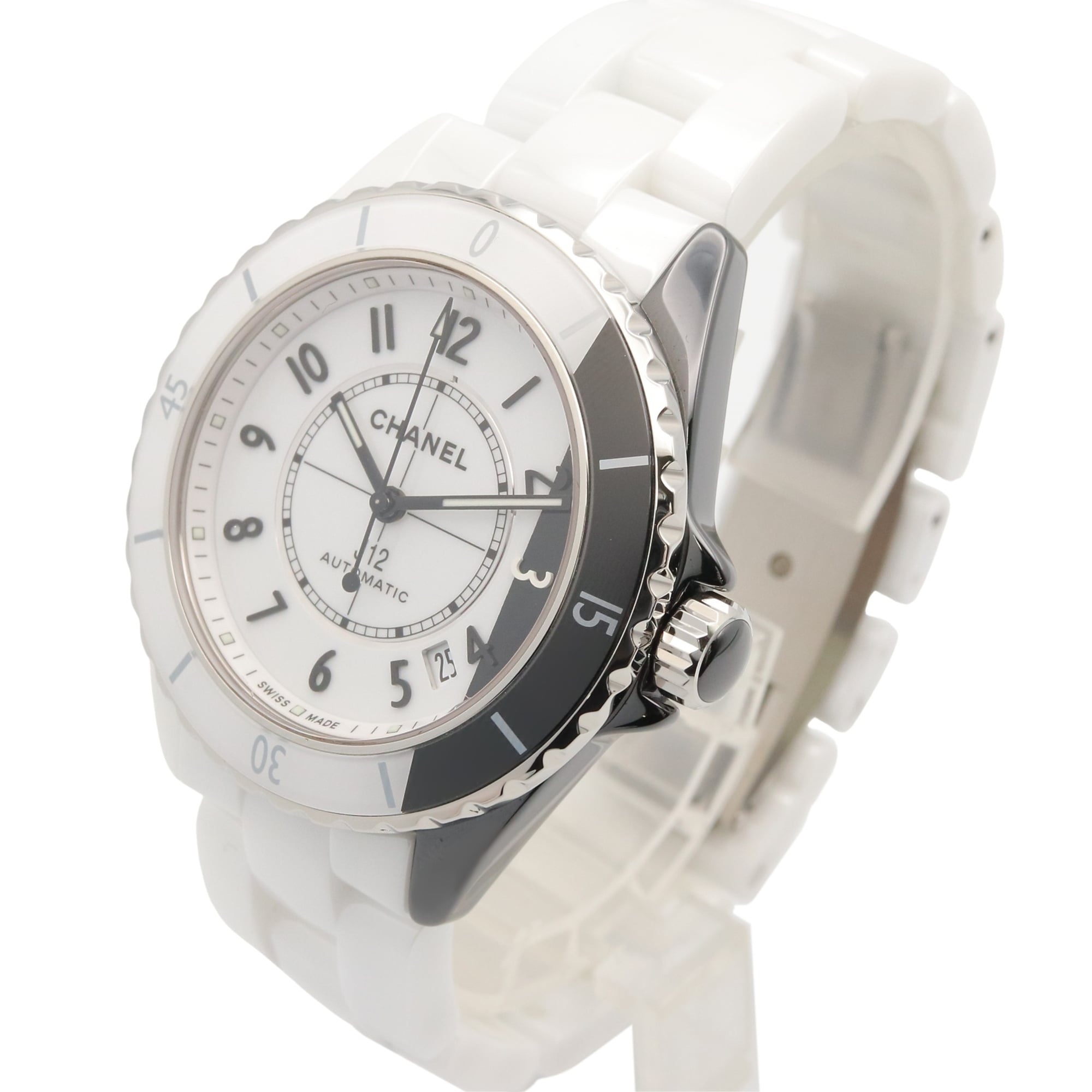 Chanel J12 Paradox Caliber 12.1 Watch, Ceramic, Men's, White/Black, H6515