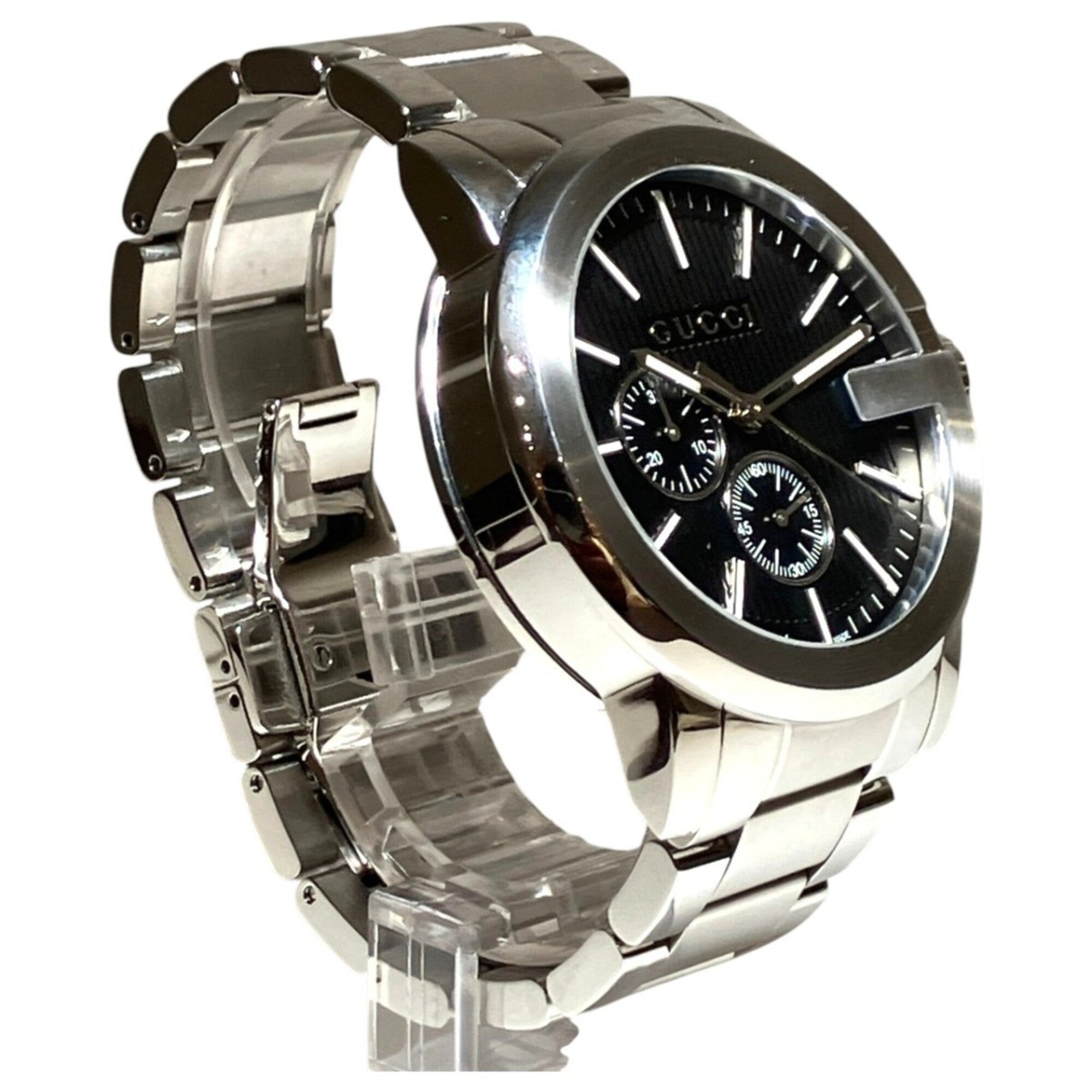 Gucci G-Chrono total weight 170.8g stainless steel quartz movement black dial 101.2