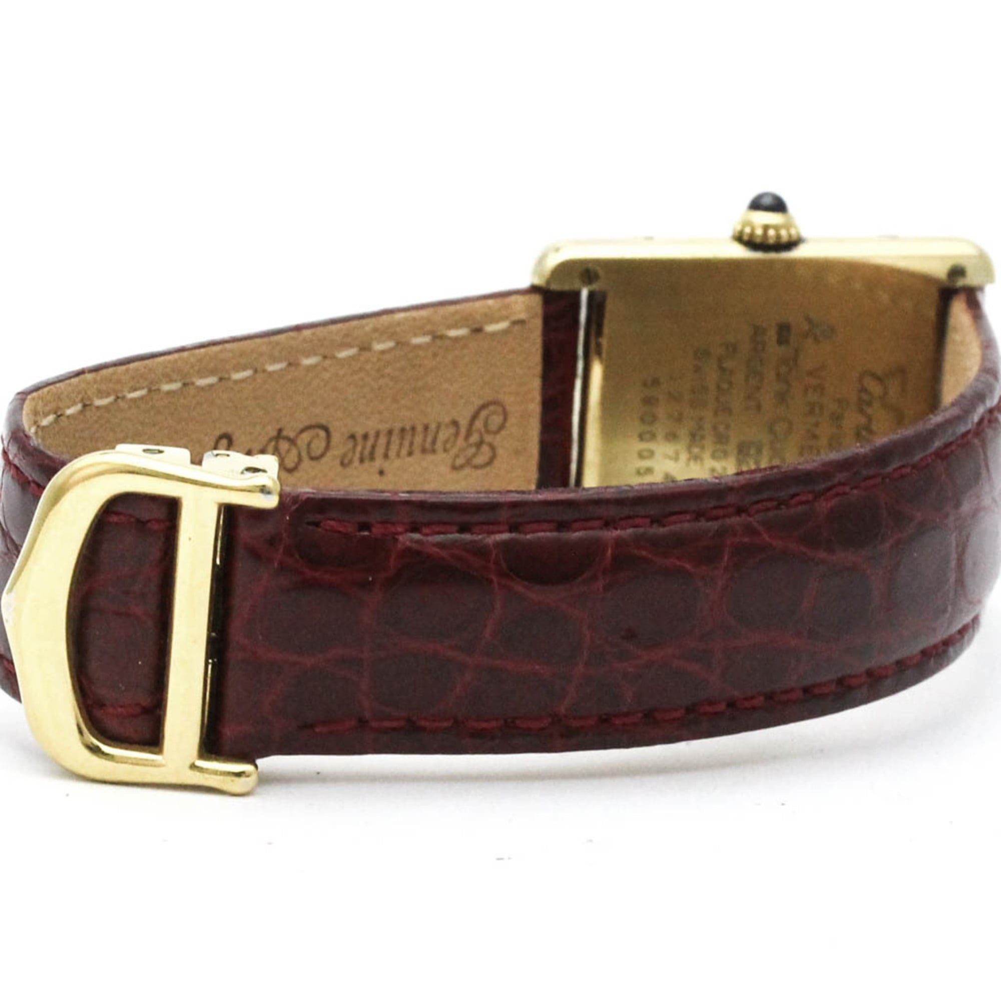 CARTIER Tank Vermeil verguld leren quartz herenhorloge 590005